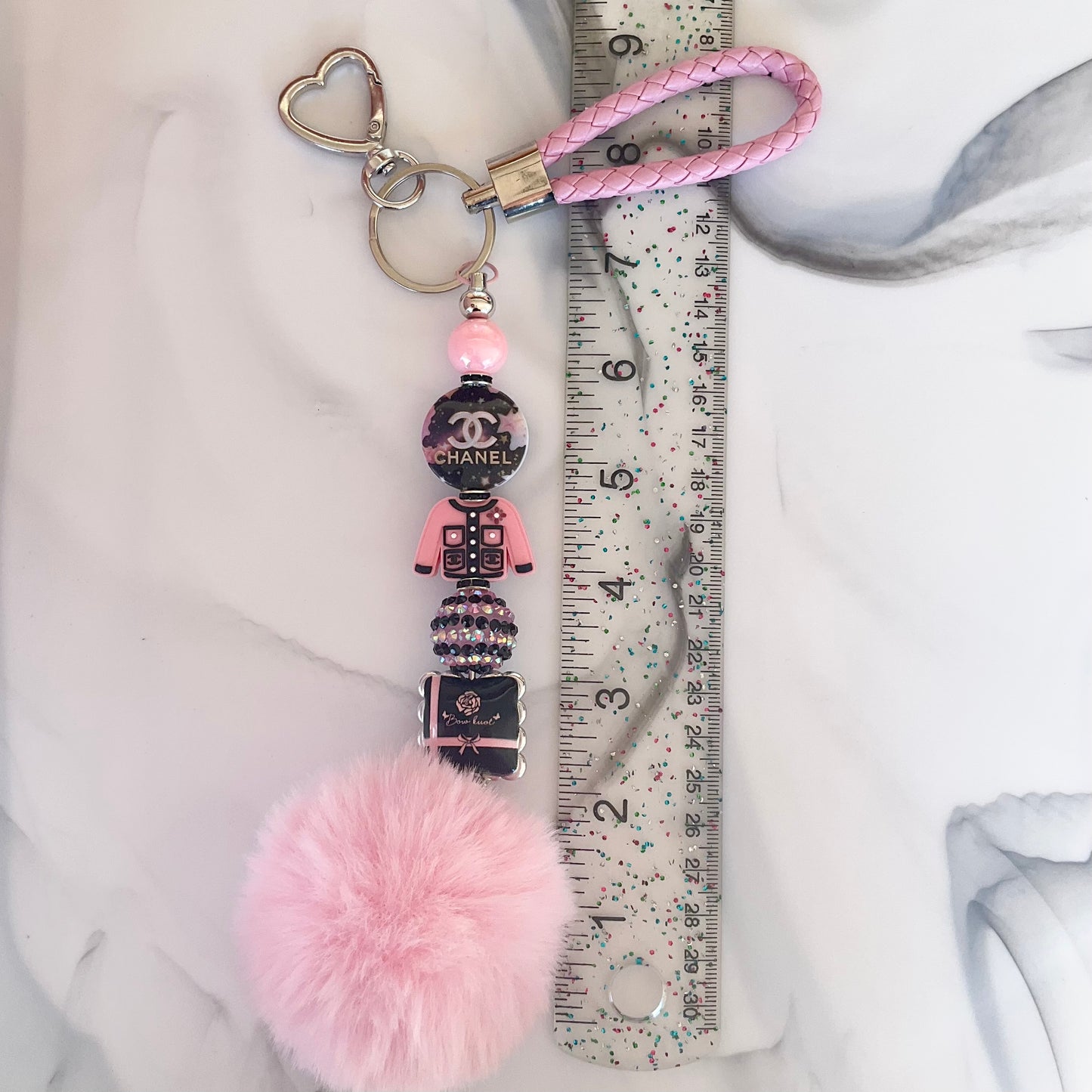 Cici Pink & Black Glam Keychain Wristlet