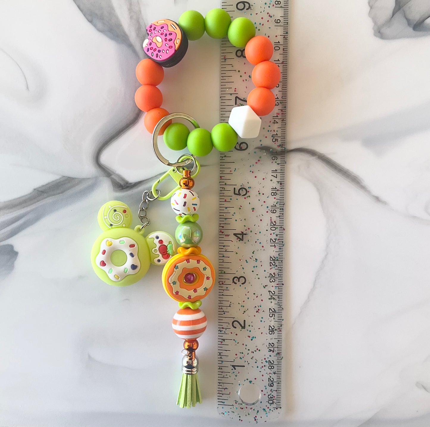 Mickey Head Colorful Donut Silicone Wristlet Keychain Bag Charm Small