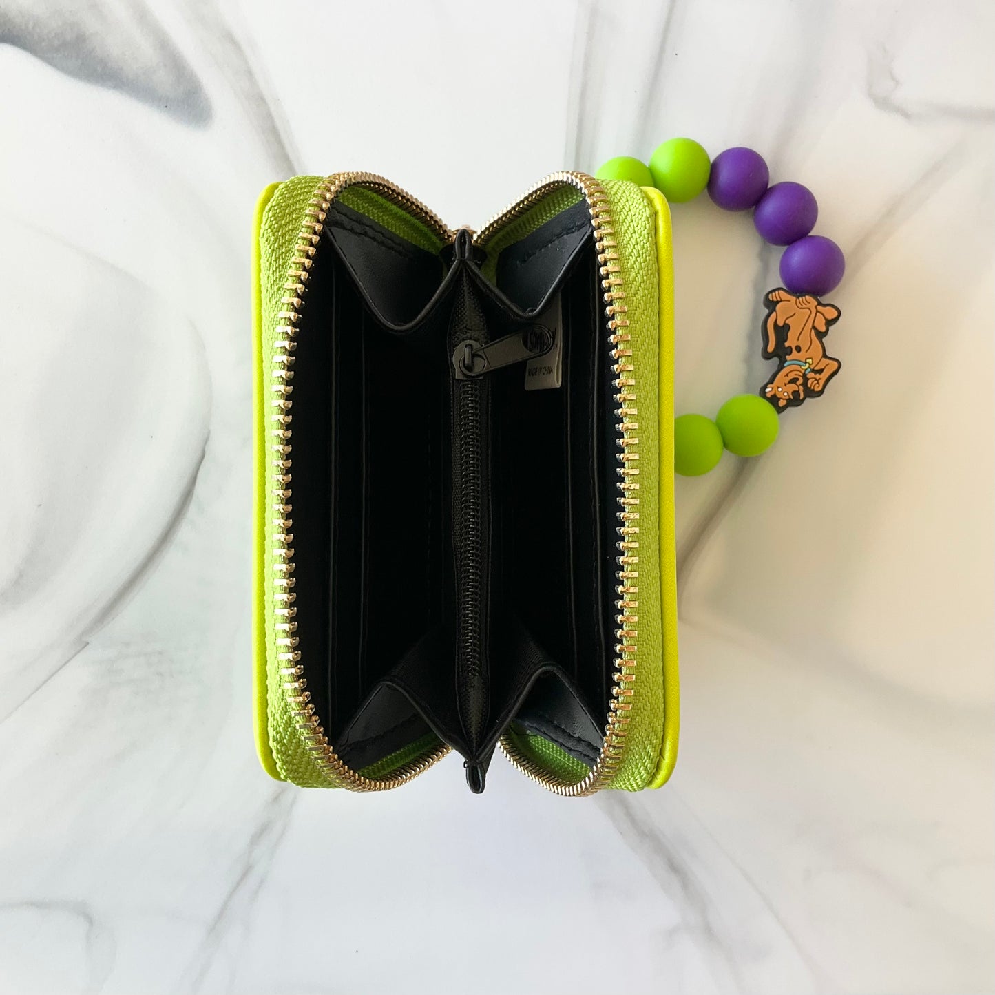 Silly Dog & Gang Lime Green & Purple Silicone Wristlet Wallet and Keychain Set