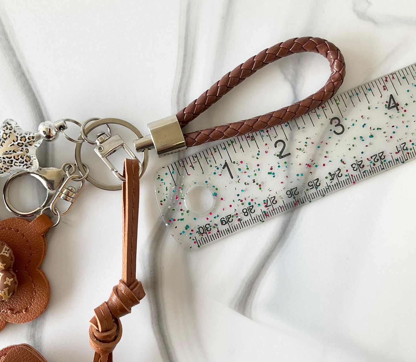 Luv Brown Wiener Dog Faux Leather Keychain Bag Charm