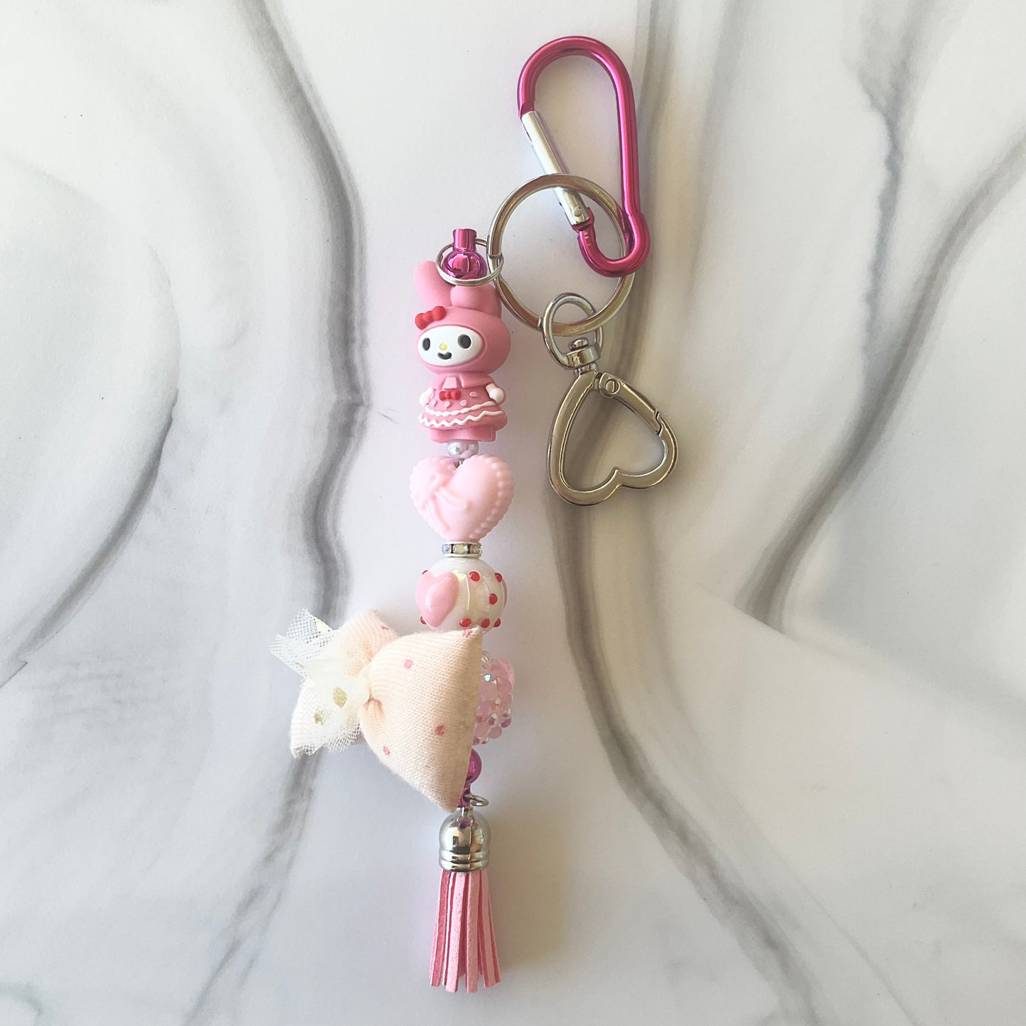 Pink Bunny Girl Small Wallet Silicone Wristlet and Keychain Set