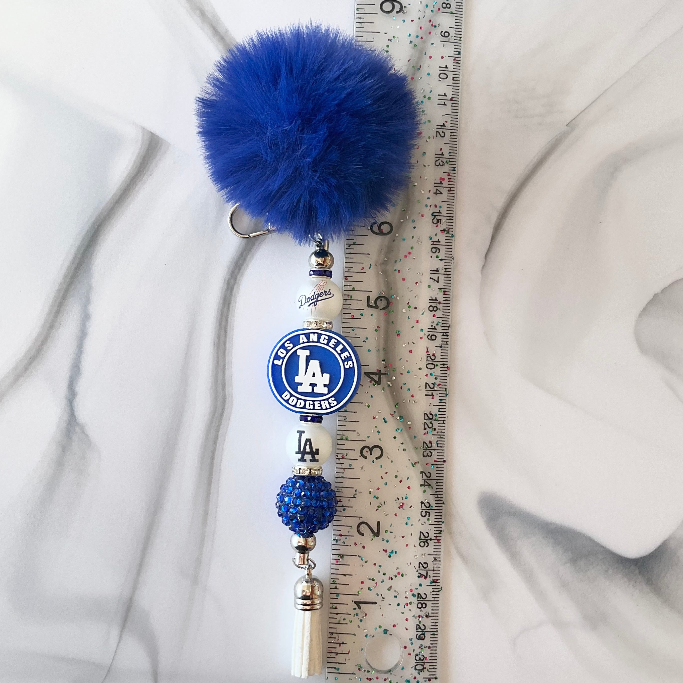 L.A. Baseball Blue & White Silicone Wristlet and Keychain Large