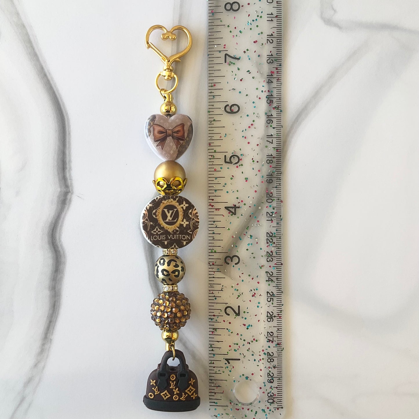 Luv Brown & Gold Silicone Wristlet ID Card Holder and Keychain Set