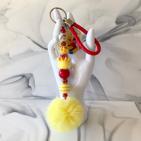 Honey Bear and Pig Yellow & Red Wristlet Keychain