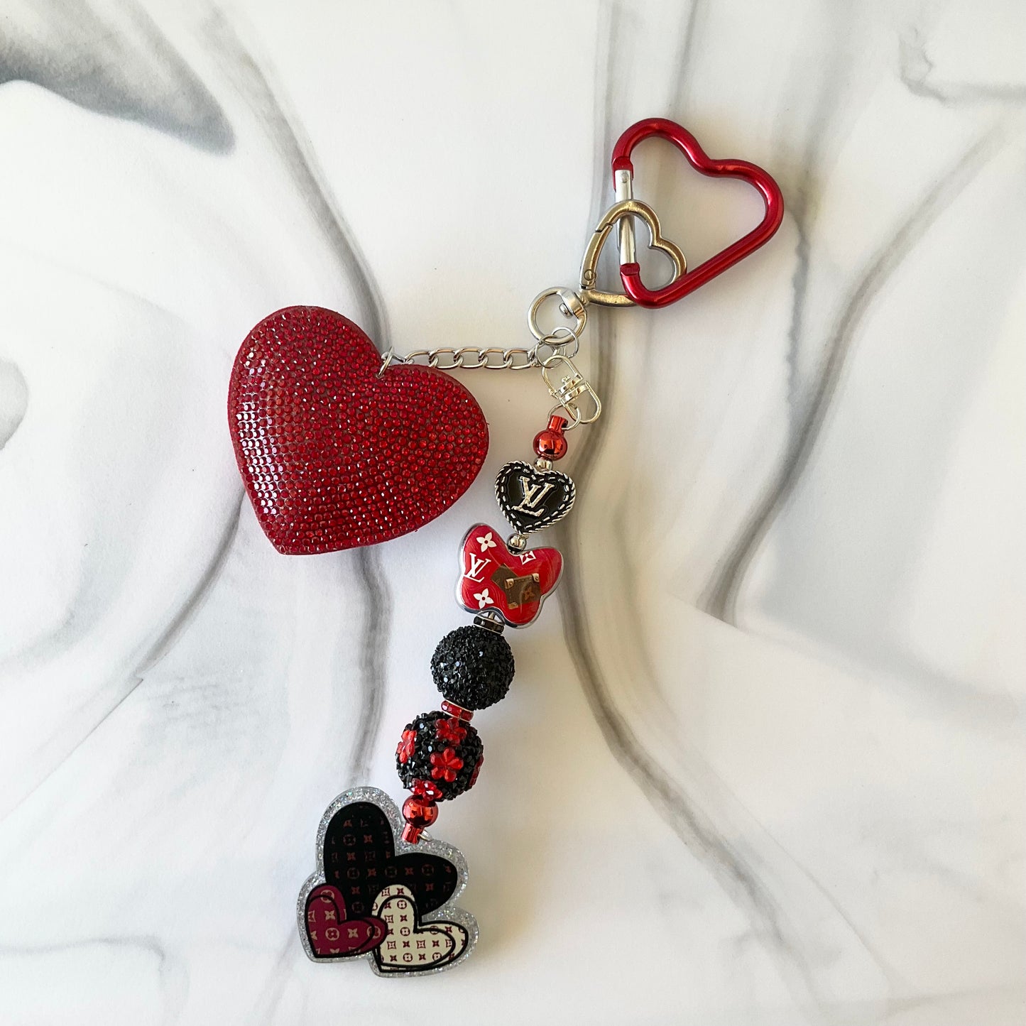 Luv Red & Black Heart Keychain/ Bag Charm