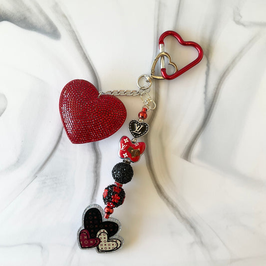 Luv Red & Black Heart Keychain/ Bag Charm