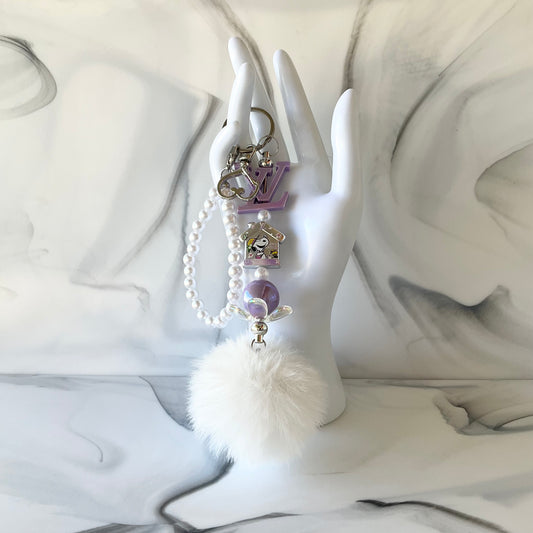 Luv Beagle Light Purple Faux Pearl Wristlet Keychain