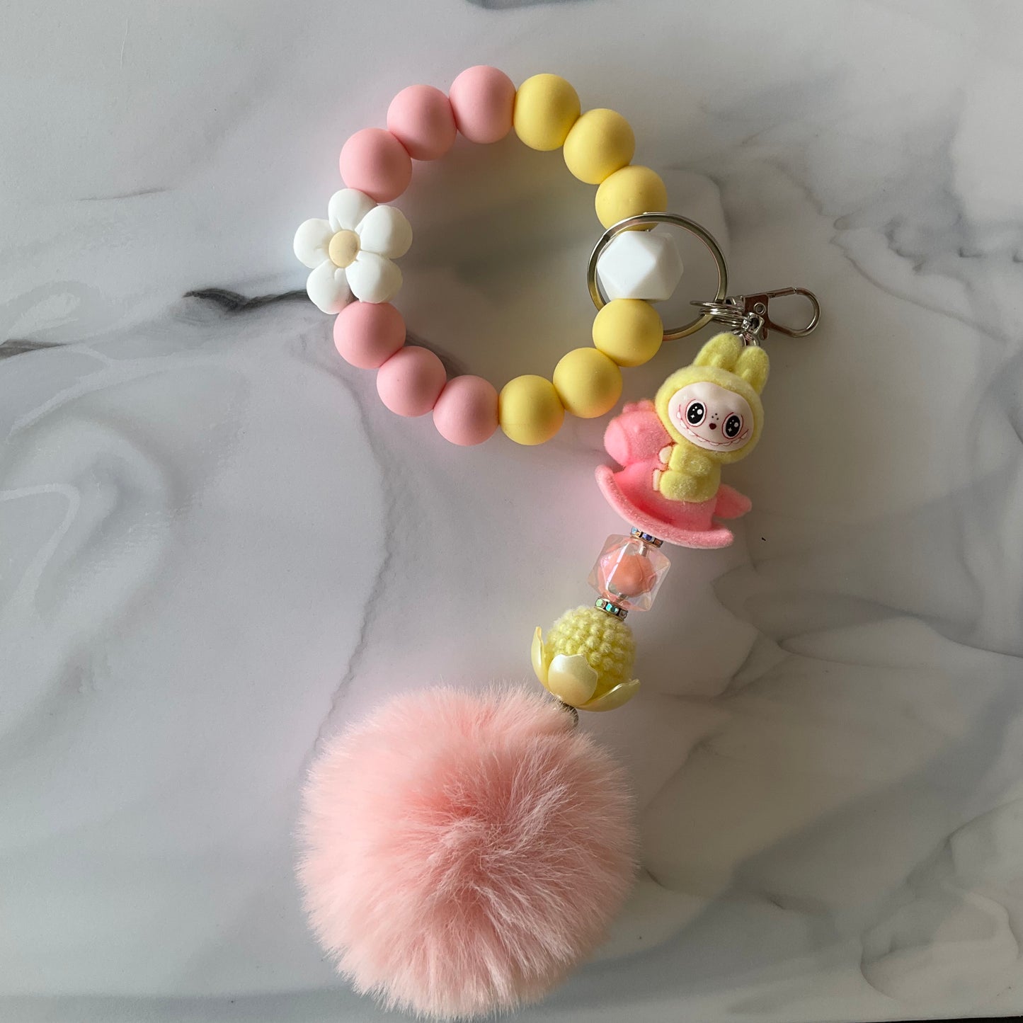 Monster Doll Flocked Silicone Wristlet and Keychain Bag Charm Small
