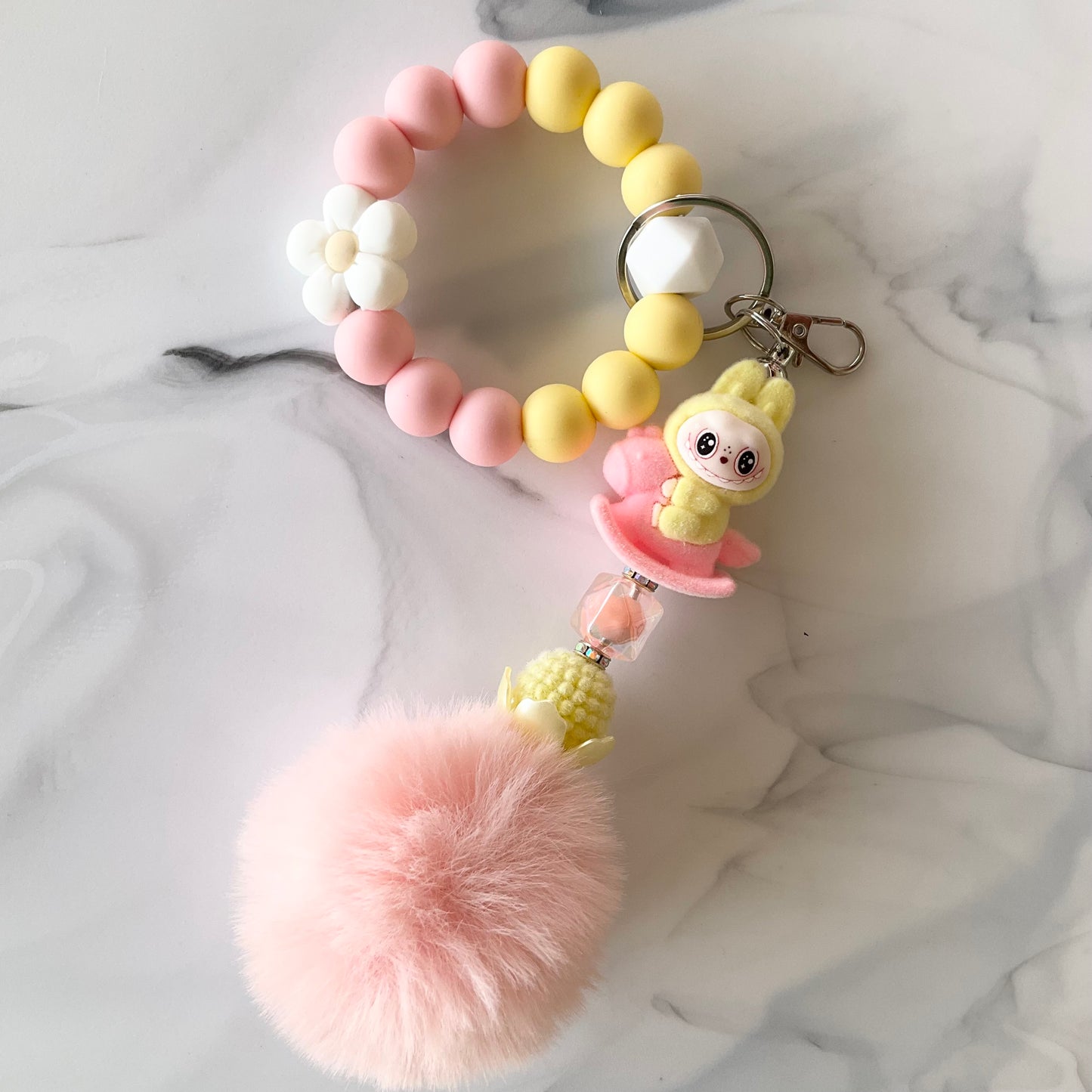 Monster Doll Flocked Silicone Wristlet and Keychain Bag Charm Small