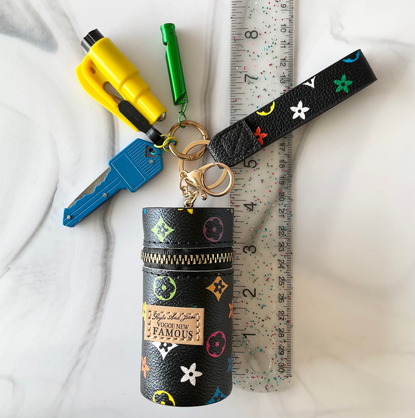Luv Black Signature Print Colorful Self-Defense Keychain Set
