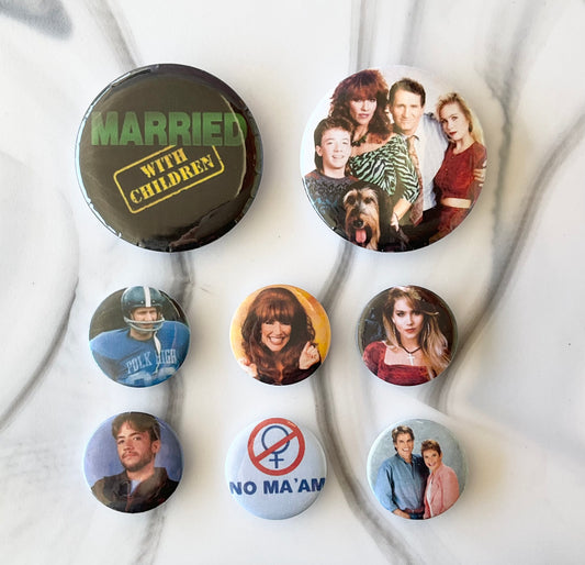 Married with Children 8 Piece Button Magnet Set 2.25" and 1.25"