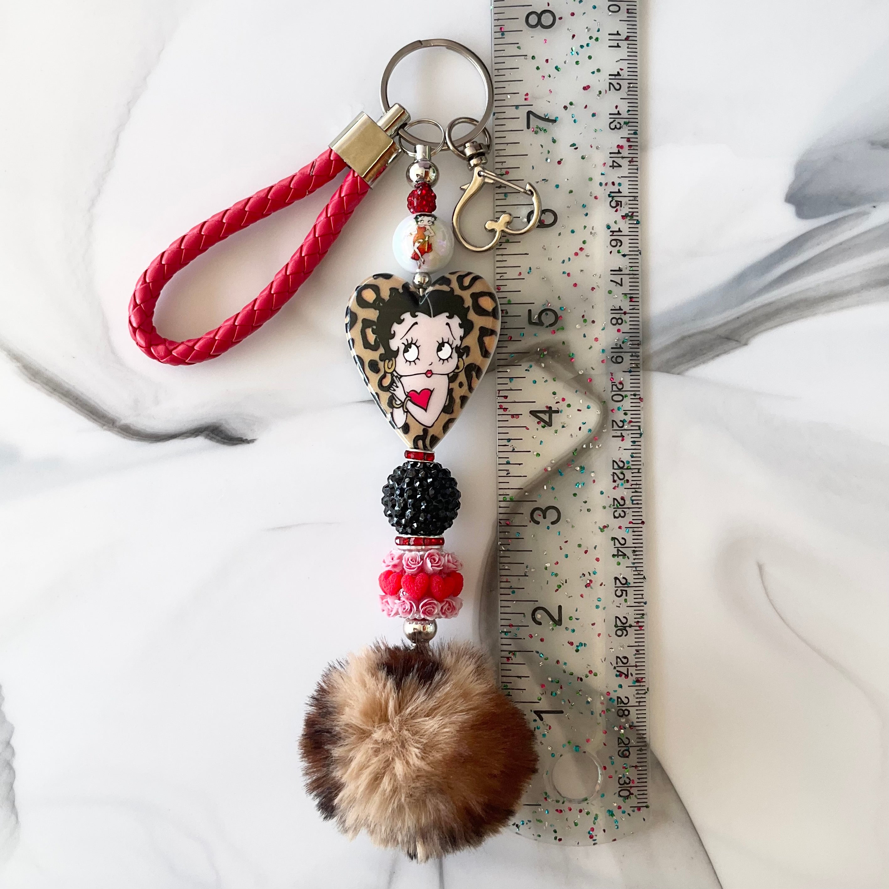 Betty Red Leopard Print Wristlet Keychain