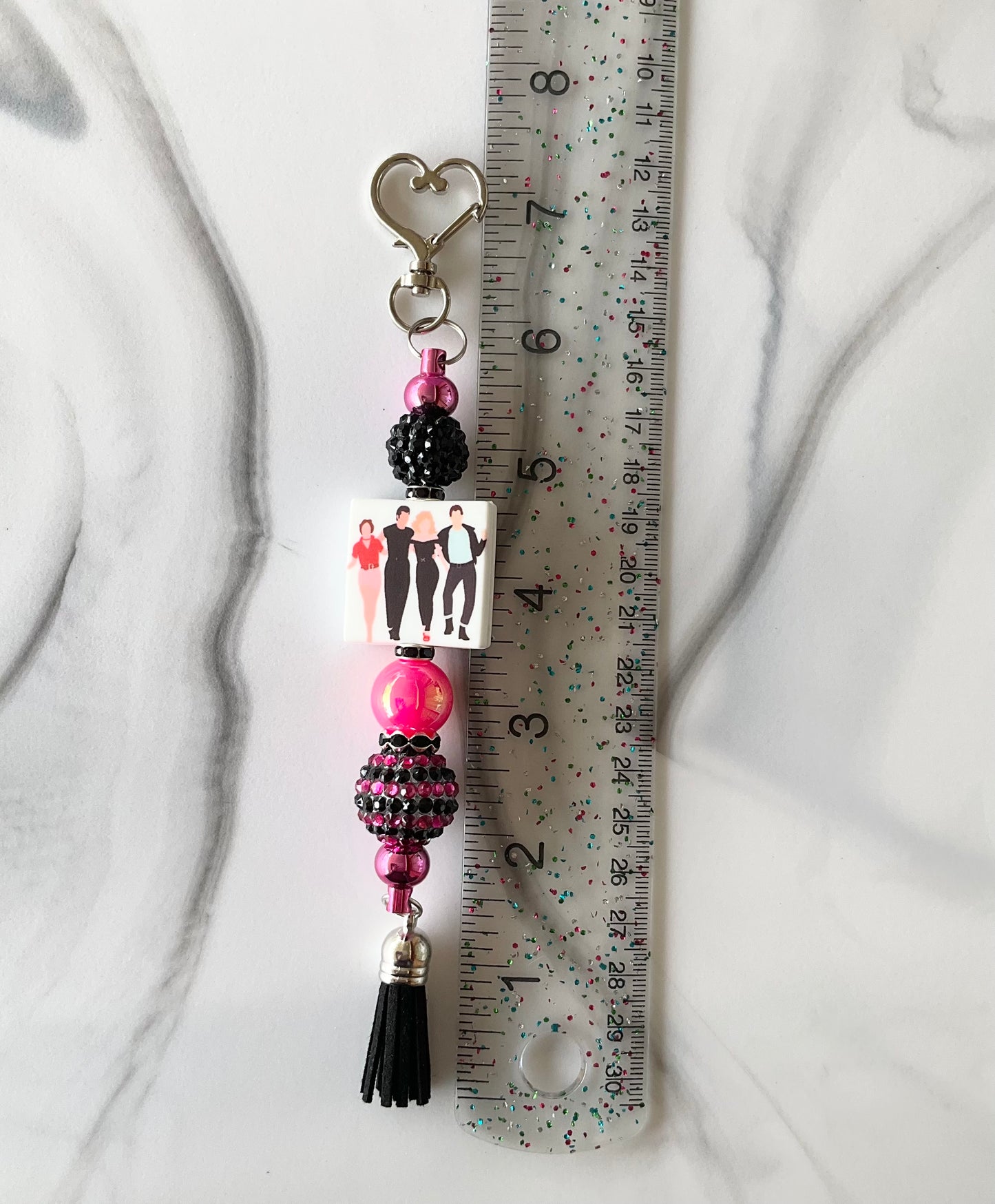 Grease Pink & Black Silicone Wristlet Self-Defense Keychain Set Large