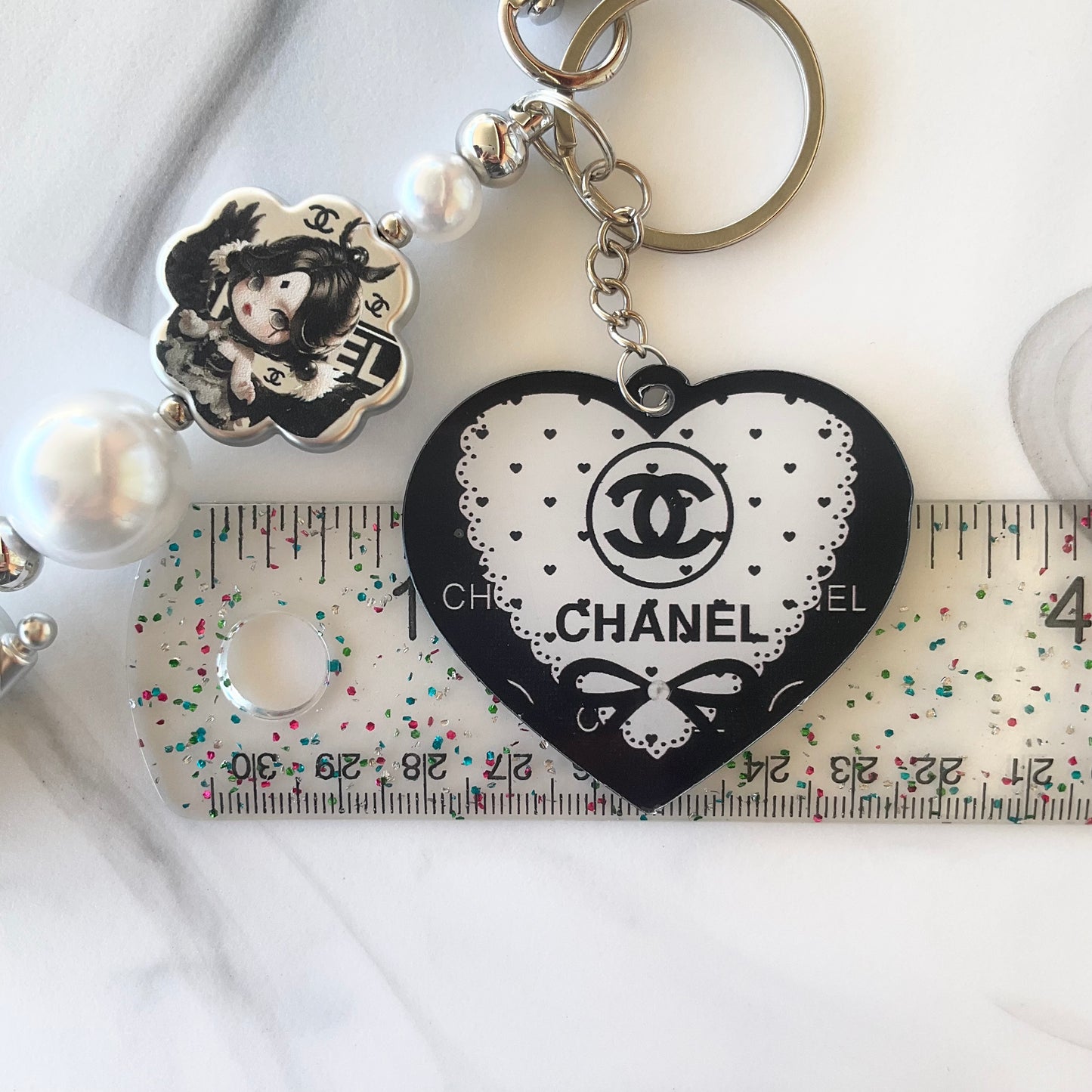 Cici Skull Girl Black, White & Silver Keychain Bag Charm