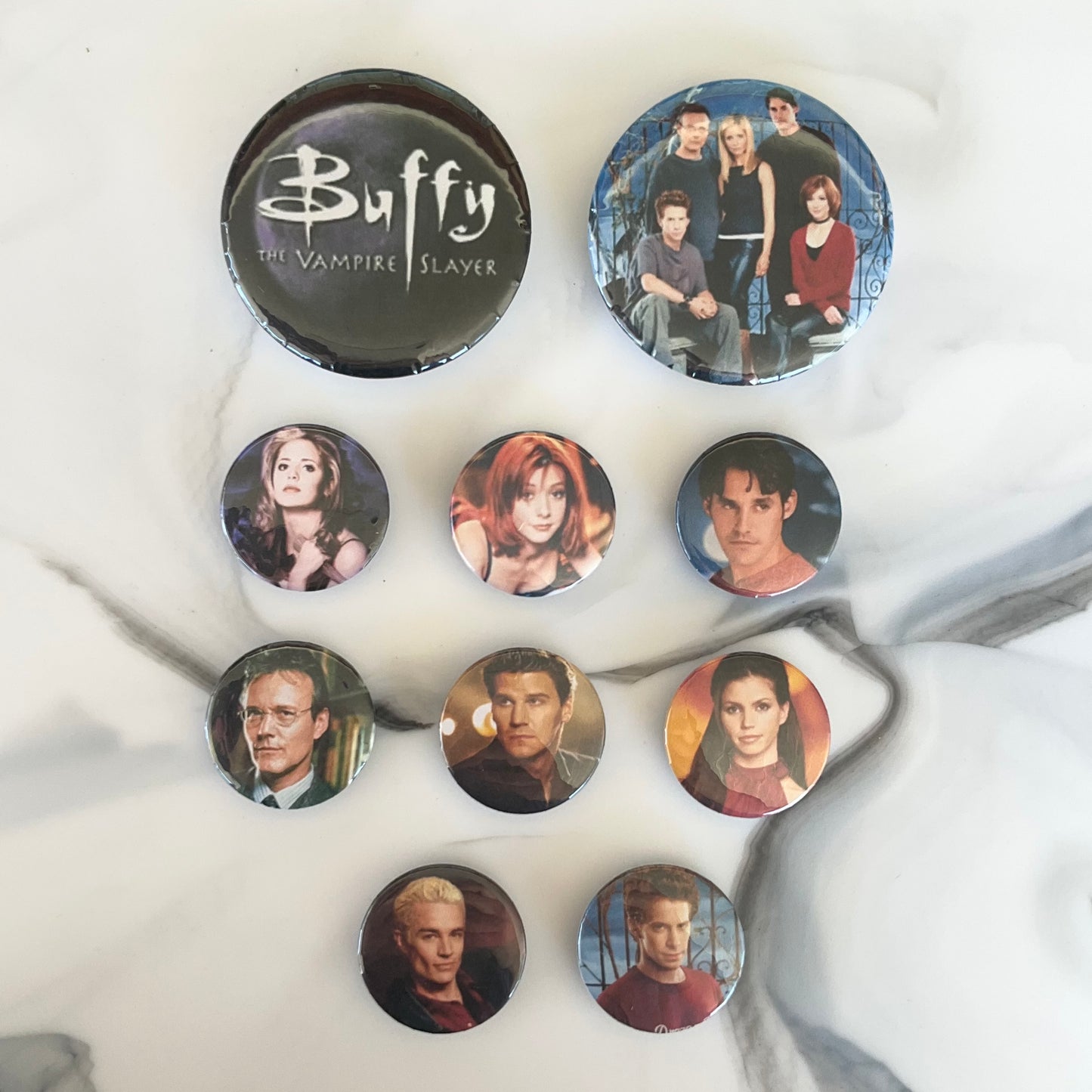 Buffy 10 Piece Button Magnet Set 2.25" and 1.25"