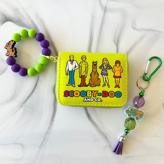 Silly Dog & Gang Lime Green & Purple Silicone Wristlet Wallet and Keychain Set