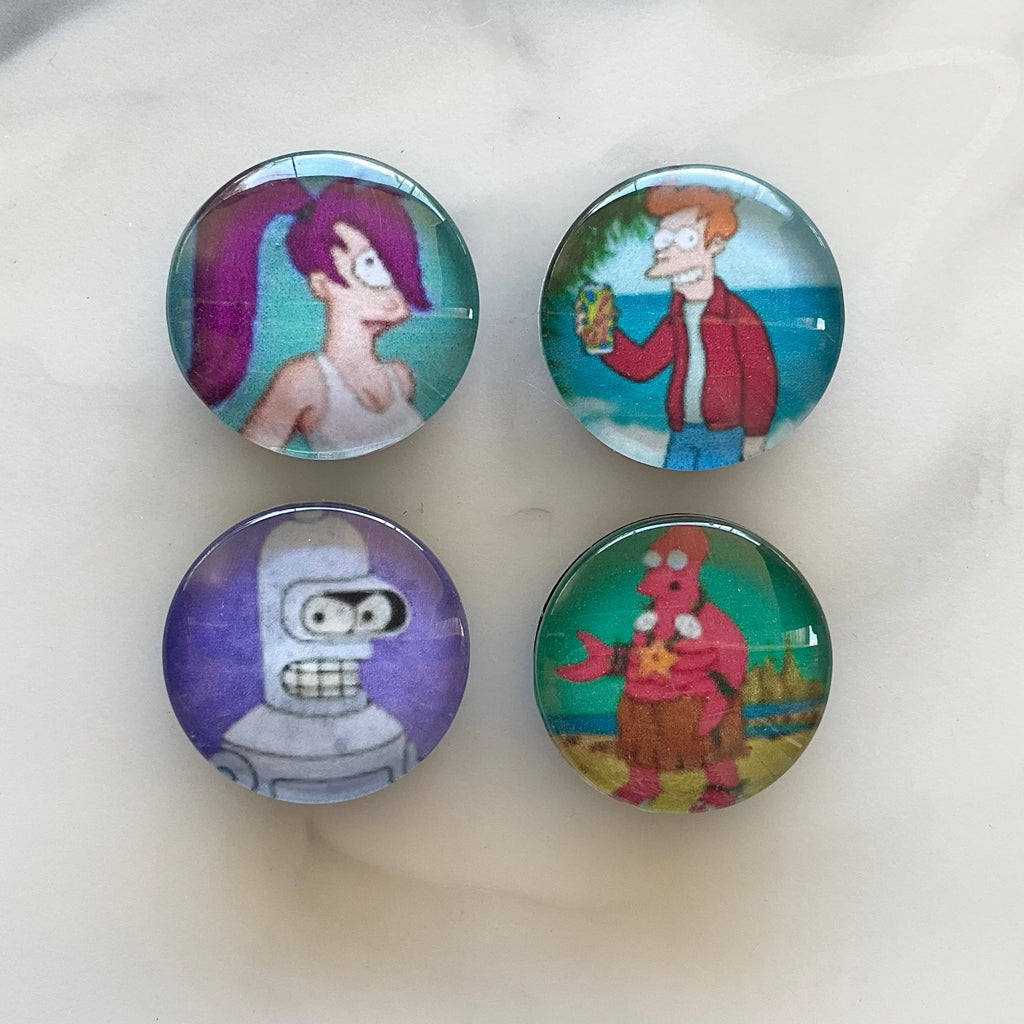 Futurama 4 Piece Glass Cabochon Magnet Set 1.18"