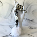 Cici Black & White Textured Pendant Keychain Wristlet