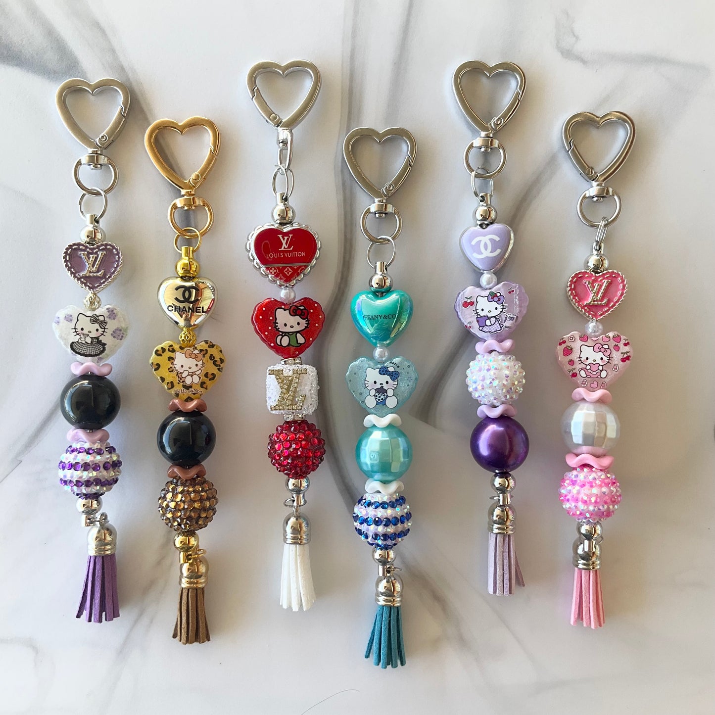 Cute Kitty Designer Inspired Heart Clasp Keychain