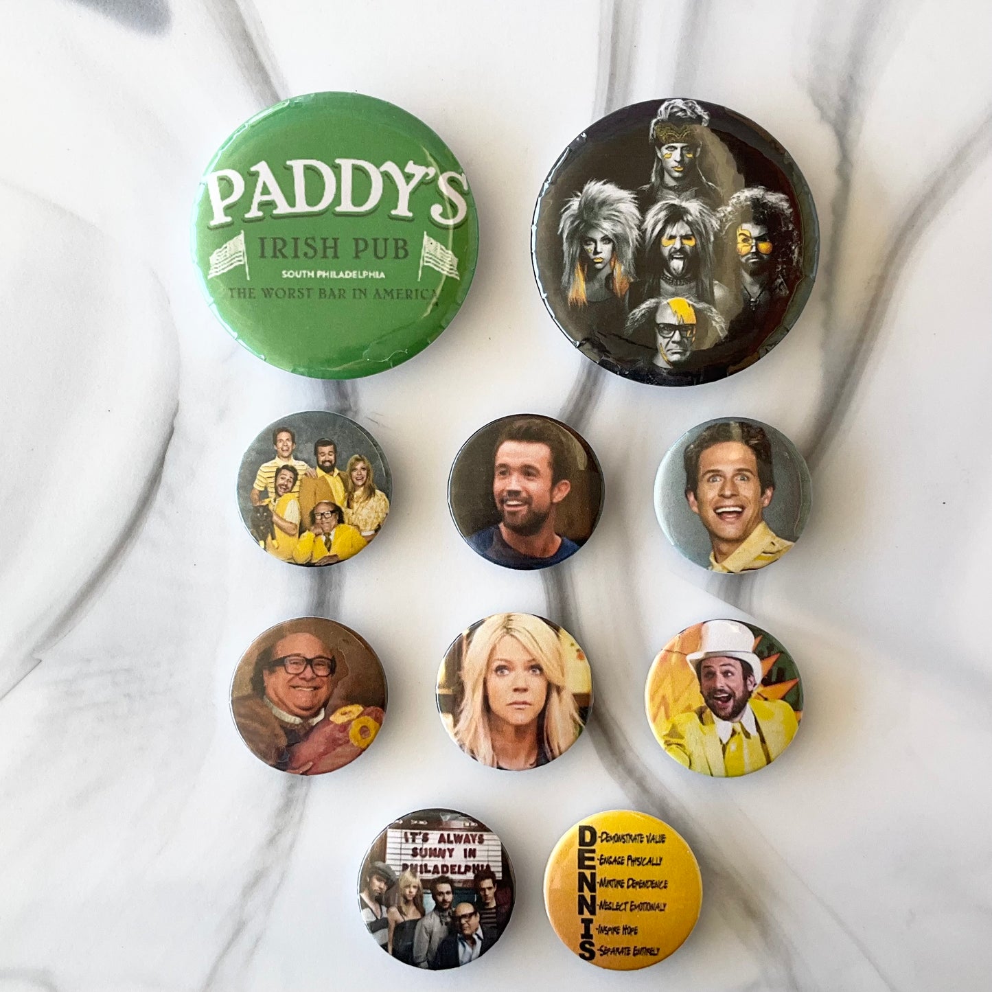 Always Sunny 10 Piece Button Magnet Set (2.25" & 1.25")