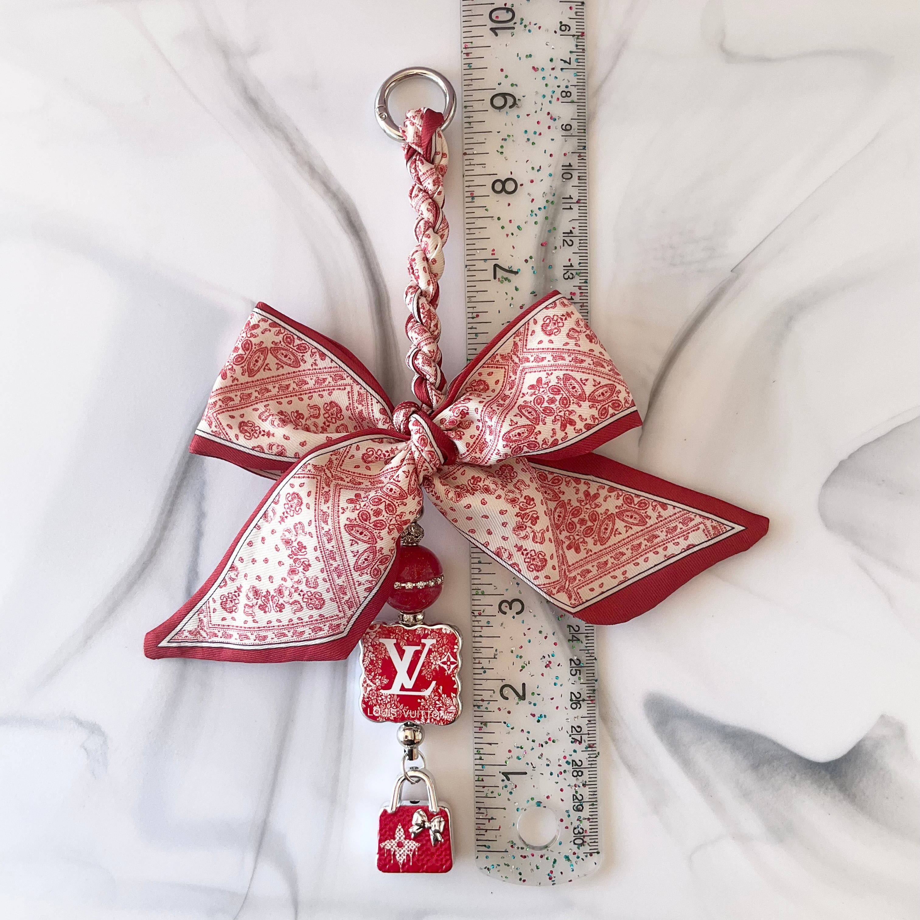 Luv Red Paisley Print Bag Charm