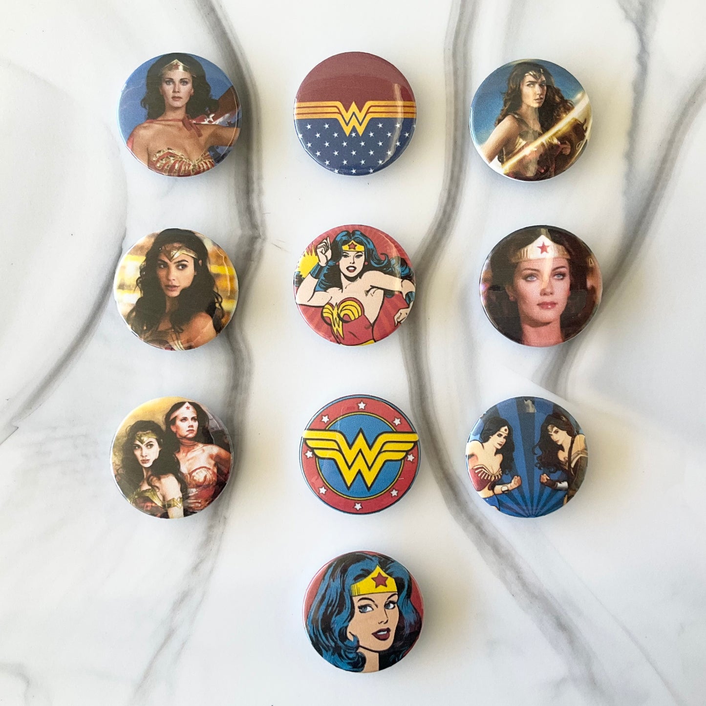 Wonder Woman 10 Piece Button Magnet Set 1.25"