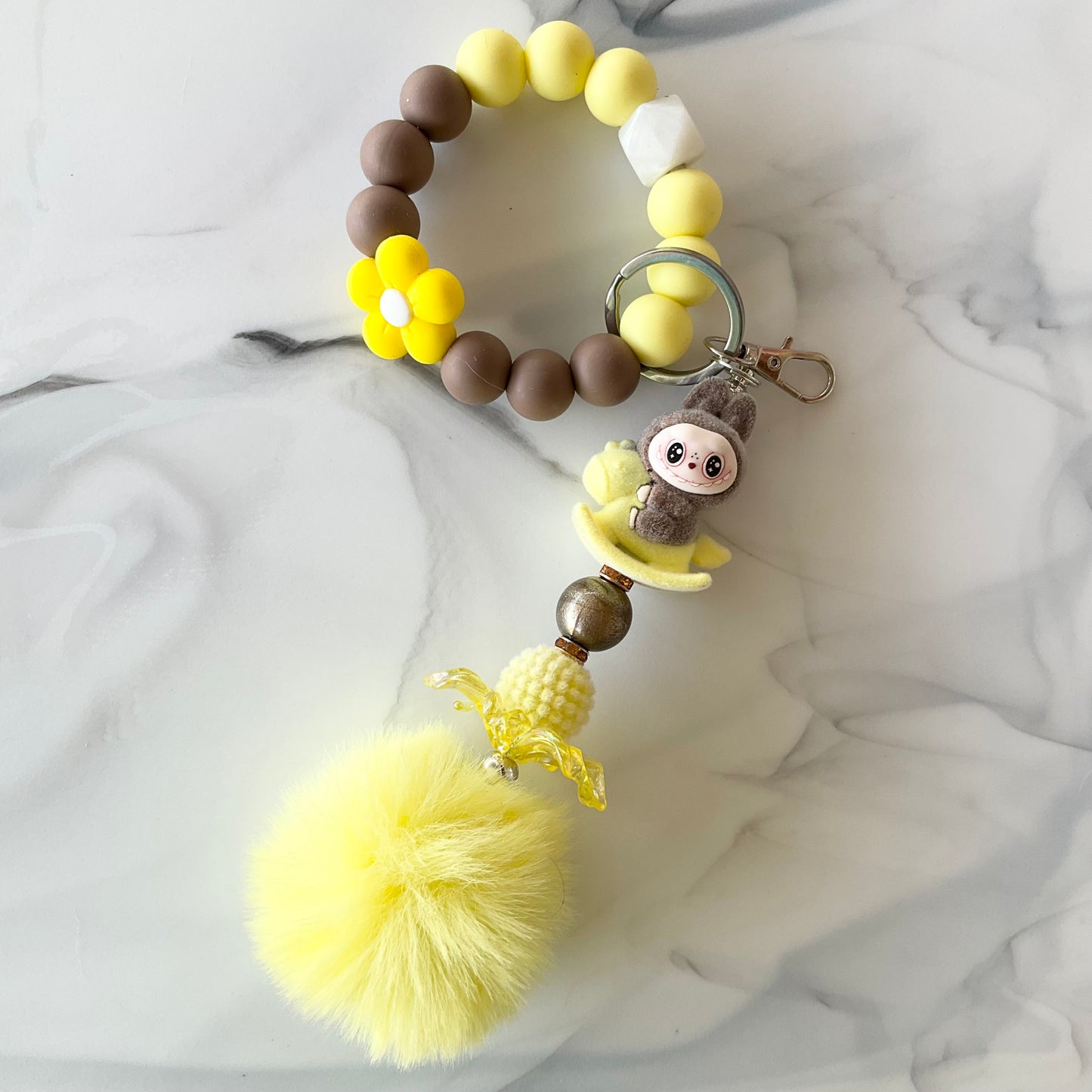 Monster Doll Flocked Silicone Wristlet and Keychain Bag Charm Small