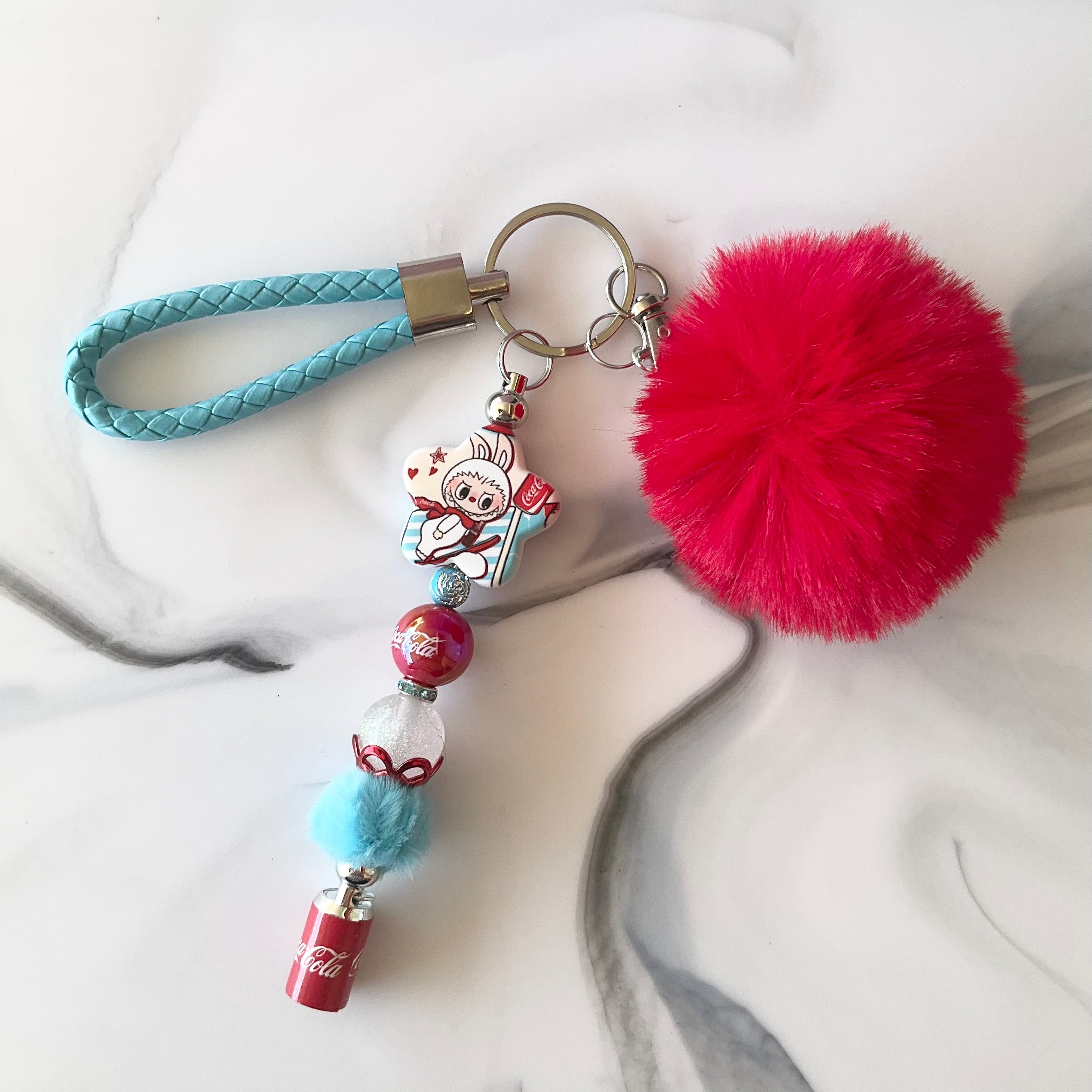 Coke Bubu Monster Red & Aqua Wristlet Keychain