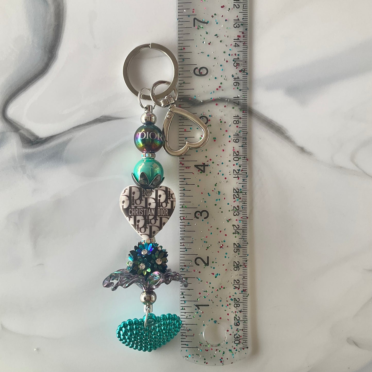 Didi Oil Slick & Turquoise Heart Keychain Bag Charm