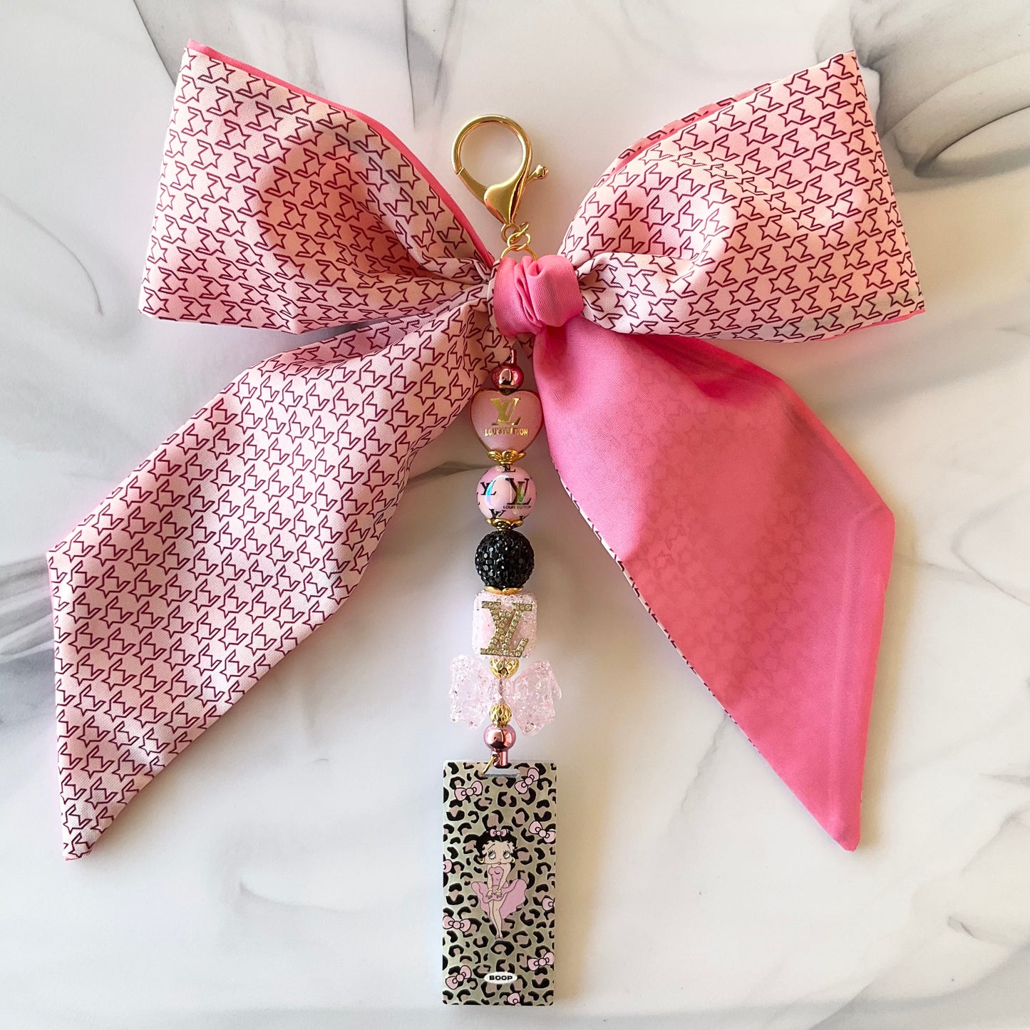 Luv Betty Pink Large Bow Bag Charm
