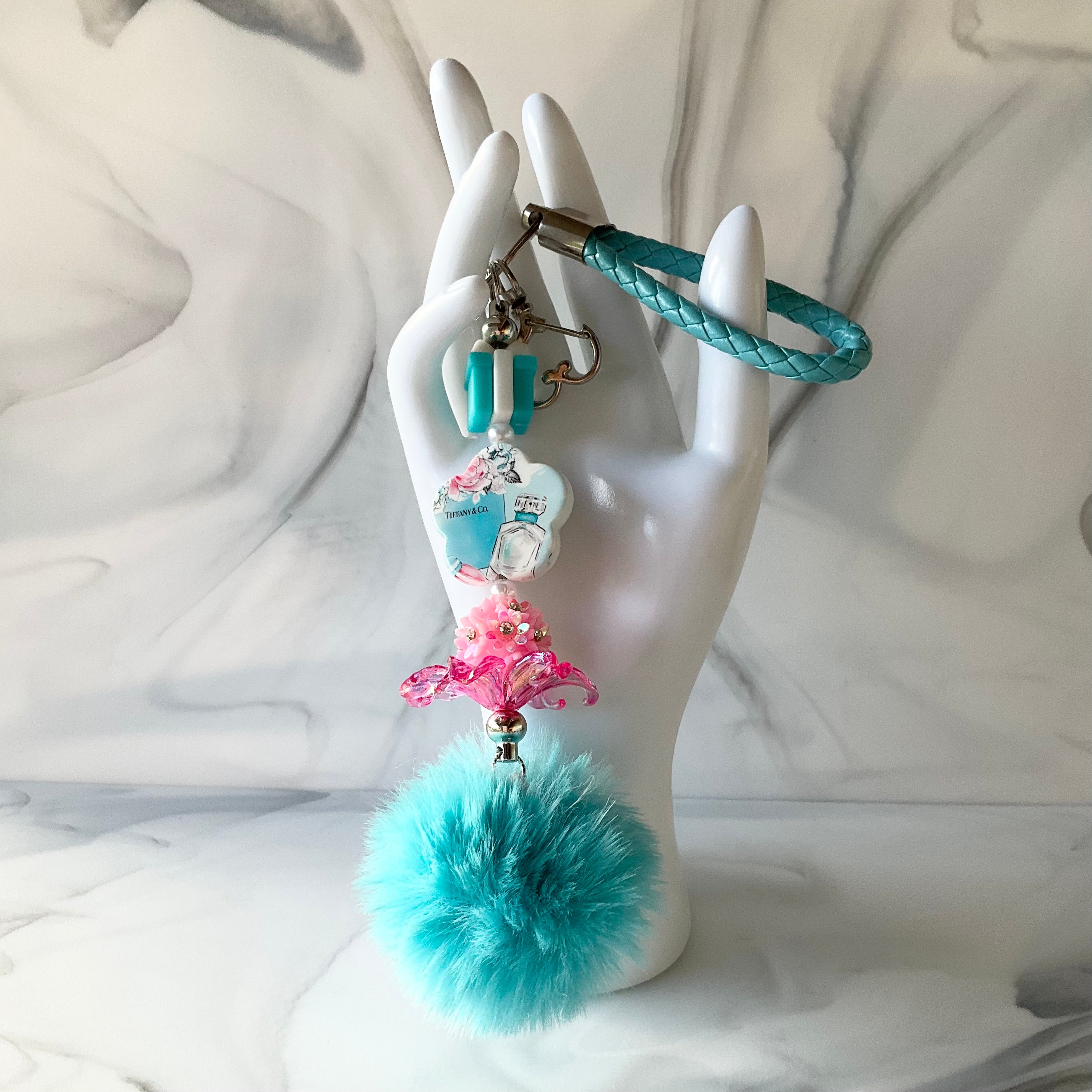 Tif Pink & Aqua Keychain Wristlet