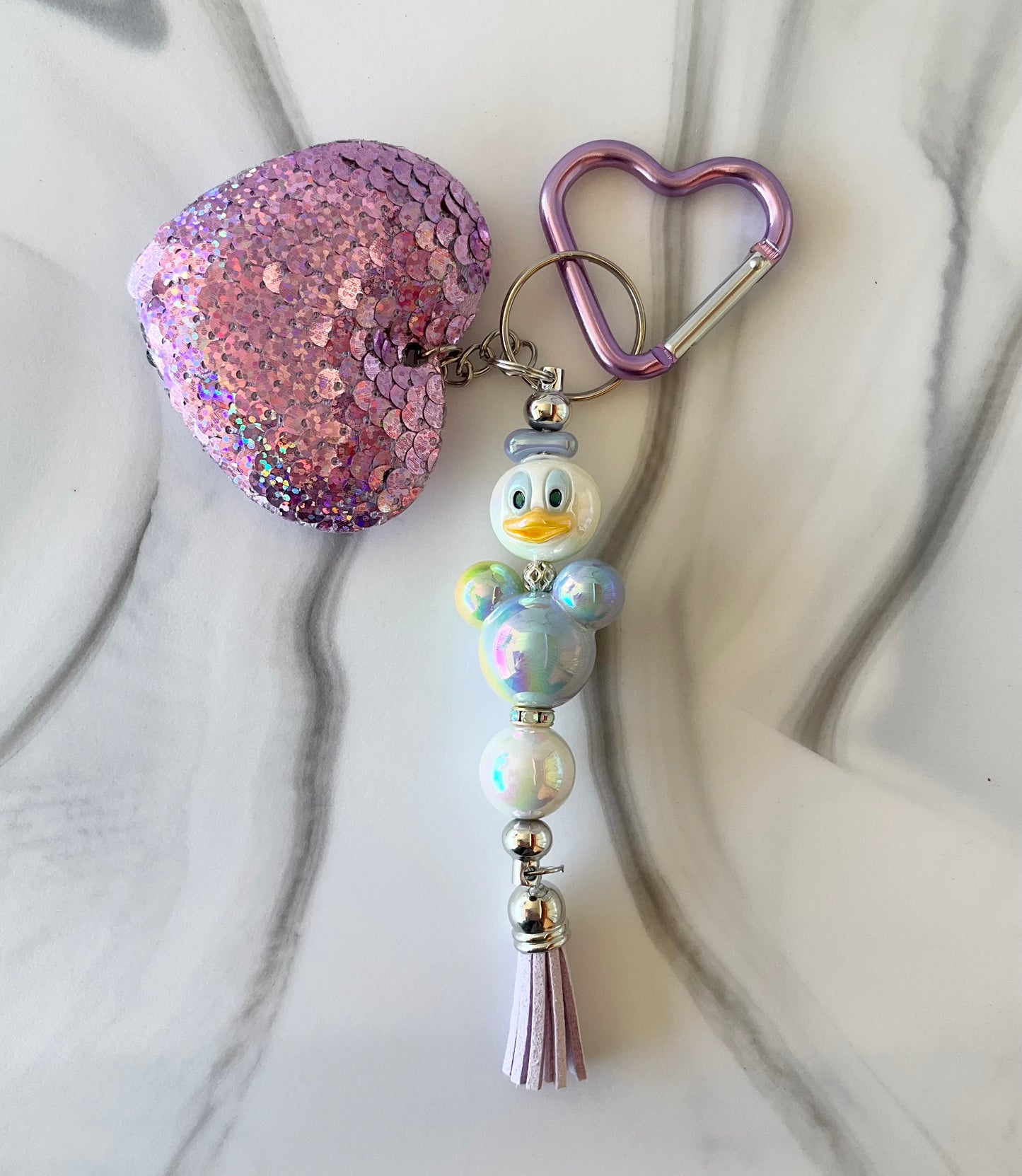 Magic Realm Character Sequin Heart Keychains/Bag Charms