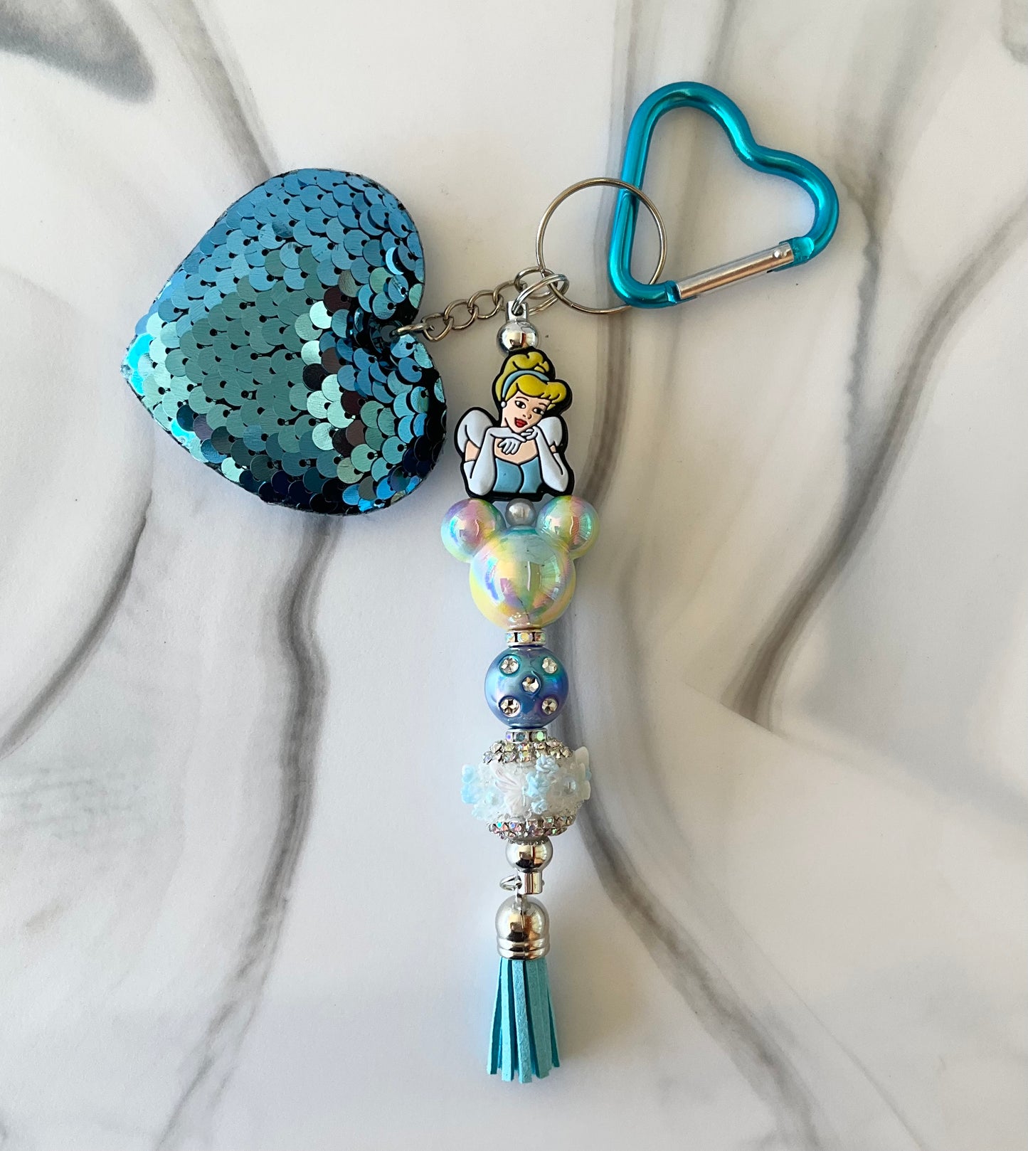 Magic Realm Character Sequin Heart Keychains/Bag Charms