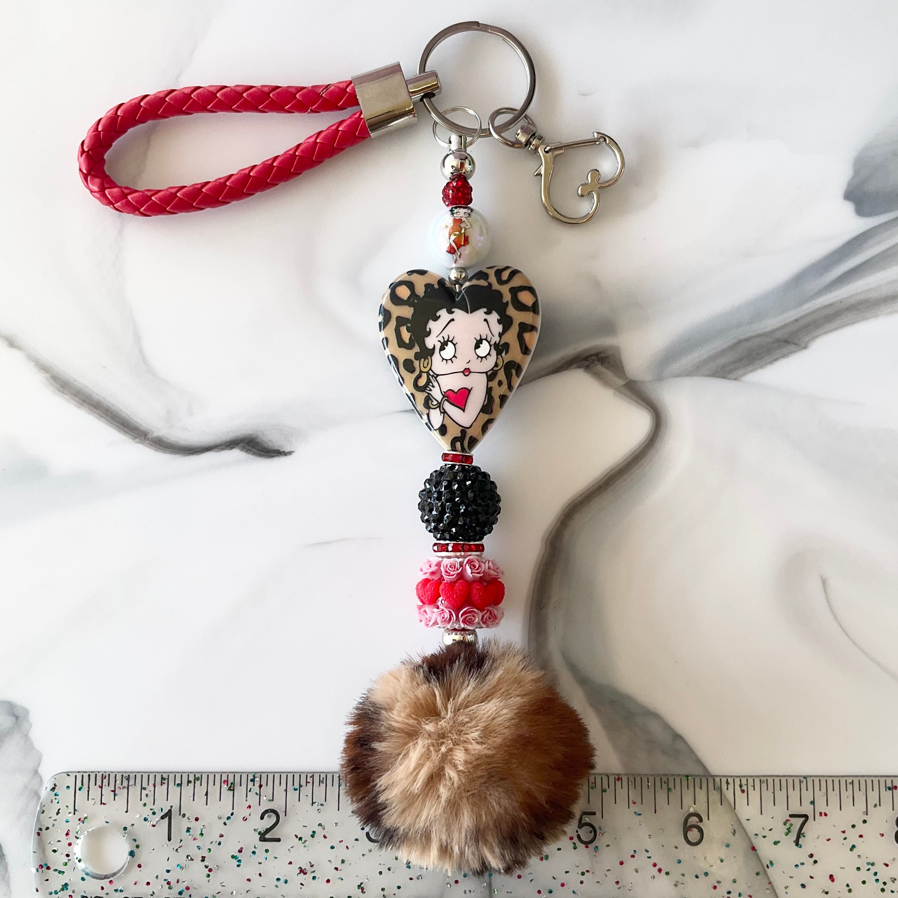 Betty Red Leopard Print Wristlet Keychain
