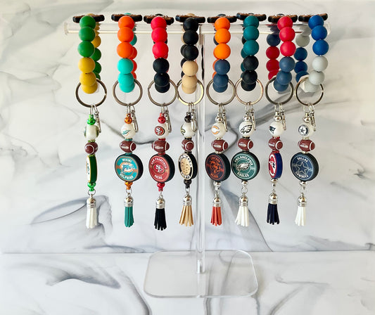 Football Teams Silicone Wristlet Keychain Set Small