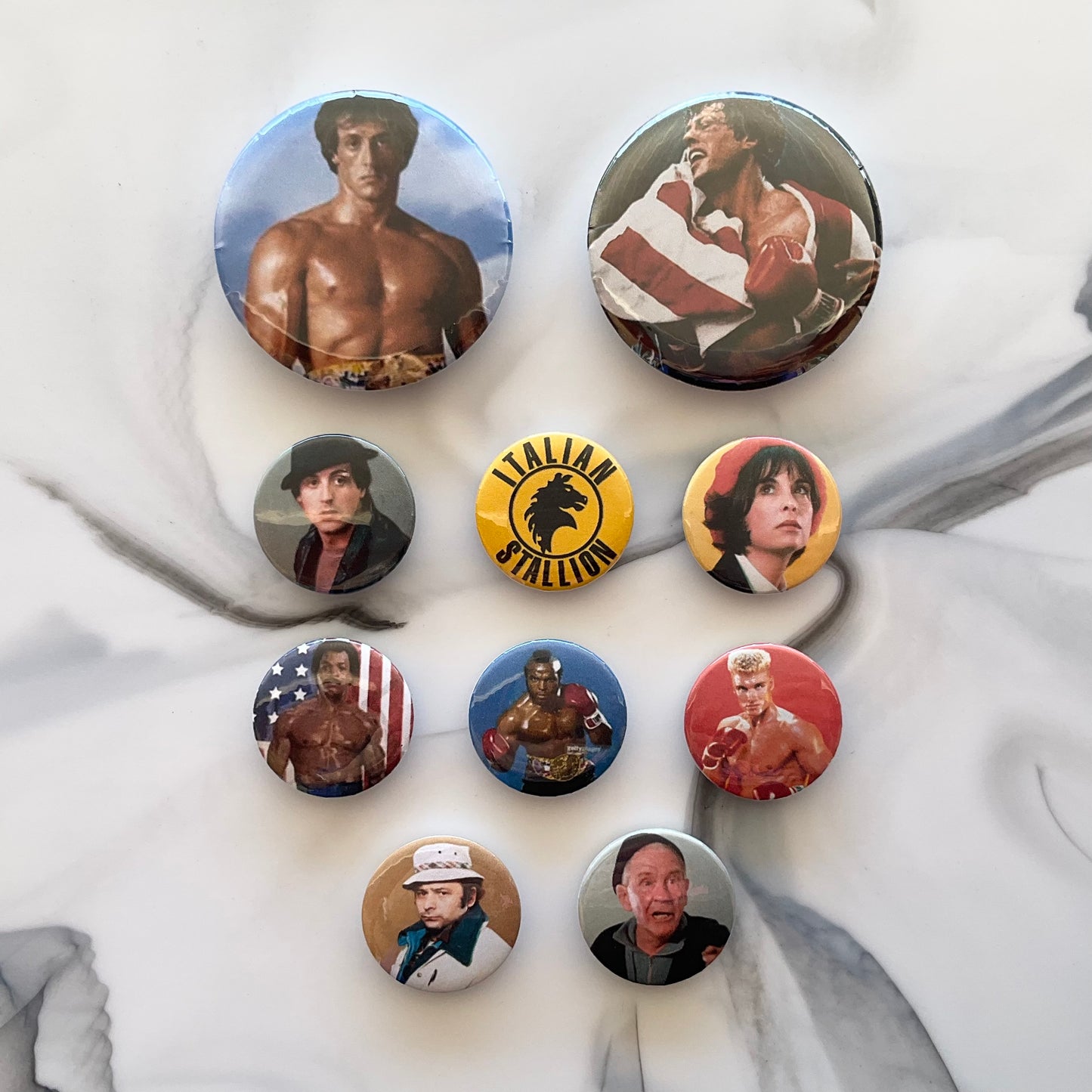 Rocky 10 Piece Button Magnet Set 2.25" and 1.25"