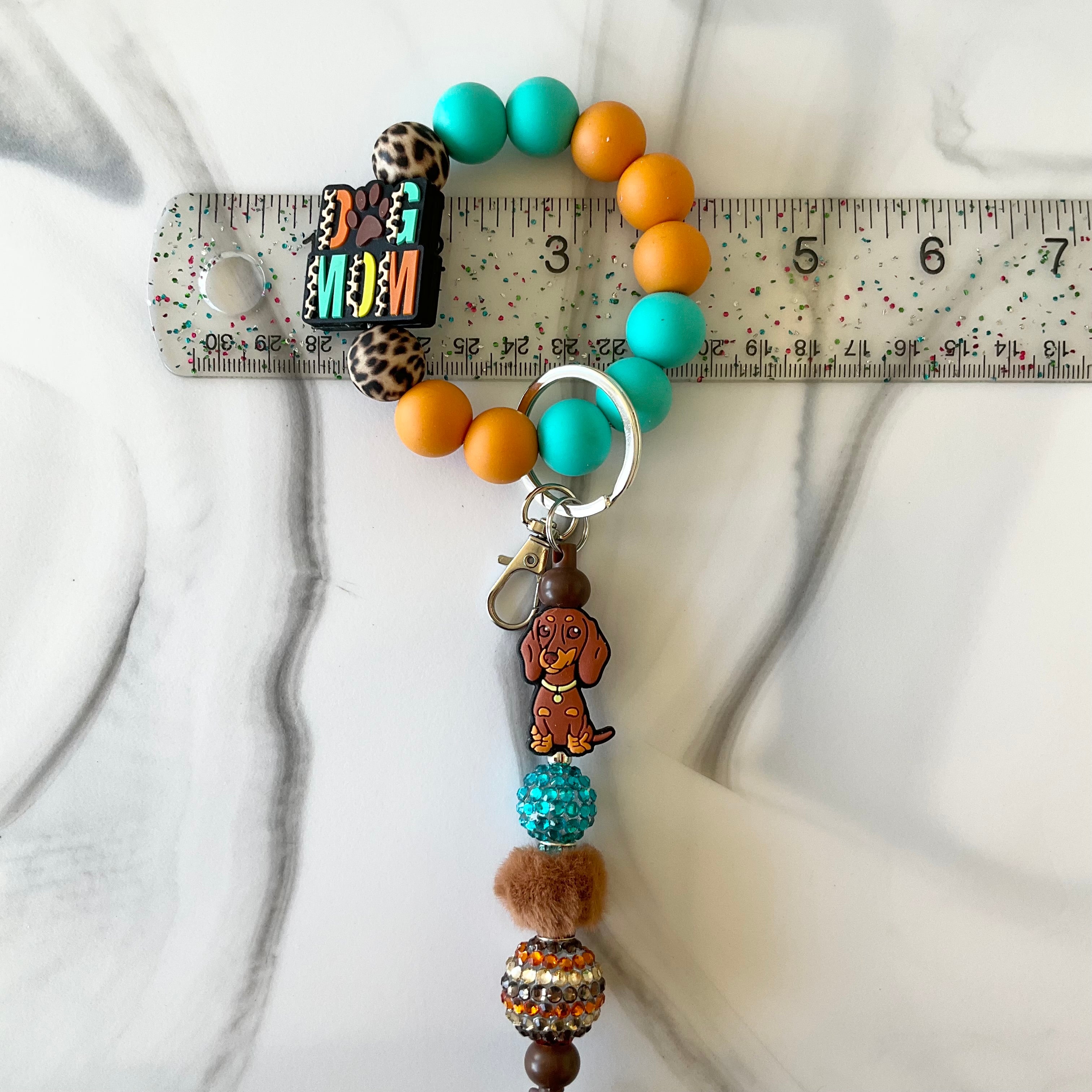 Wiener Dog Mom Colorful Silicone Wristlet and Keychain Small