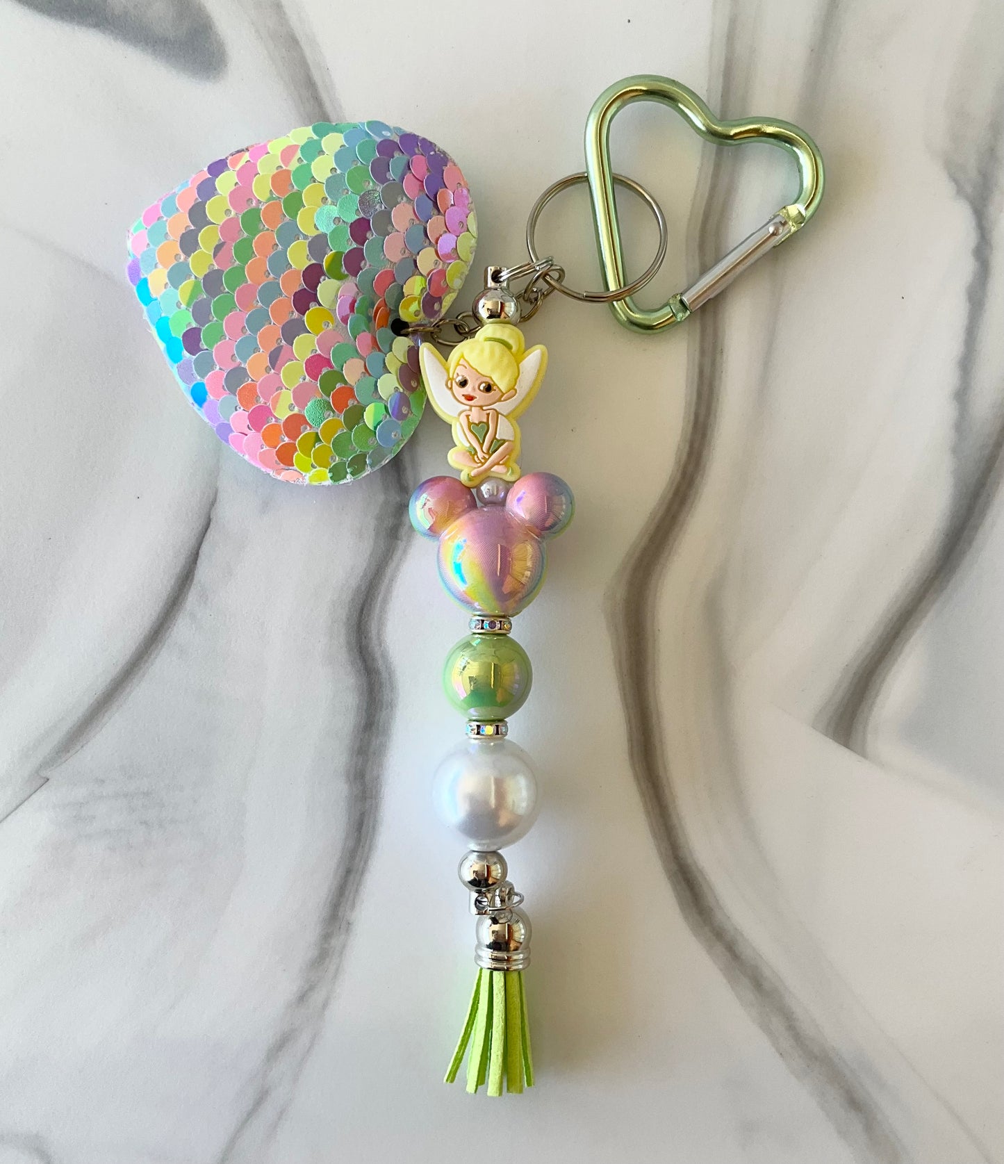 Magic Realm Character Sequin Heart Keychains/Bag Charms