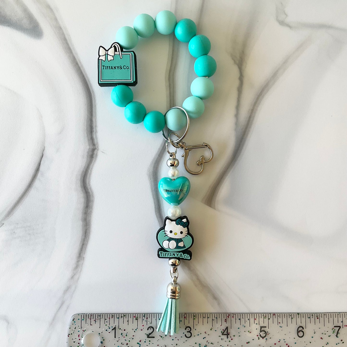 Tiff Cute Kitty Silicone Aqua Wristlet and Keychain Small