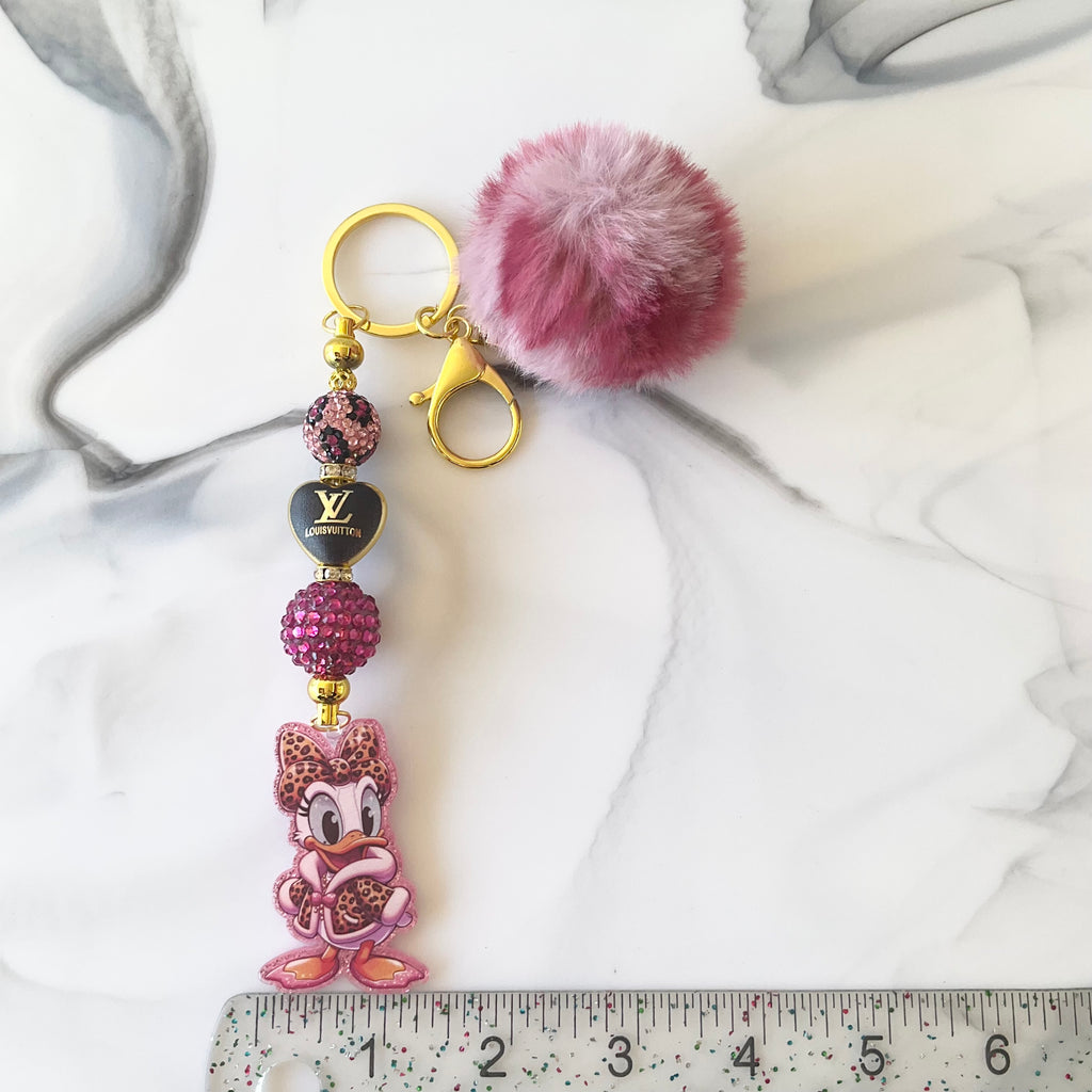 Girl Duck Pink Leopard Print Keychain