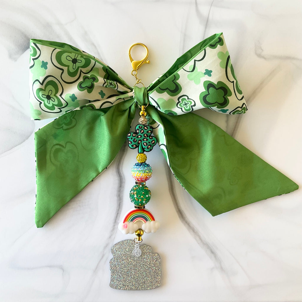 Cute Beagle St. Patrick's Day Large Bow Bag Charm