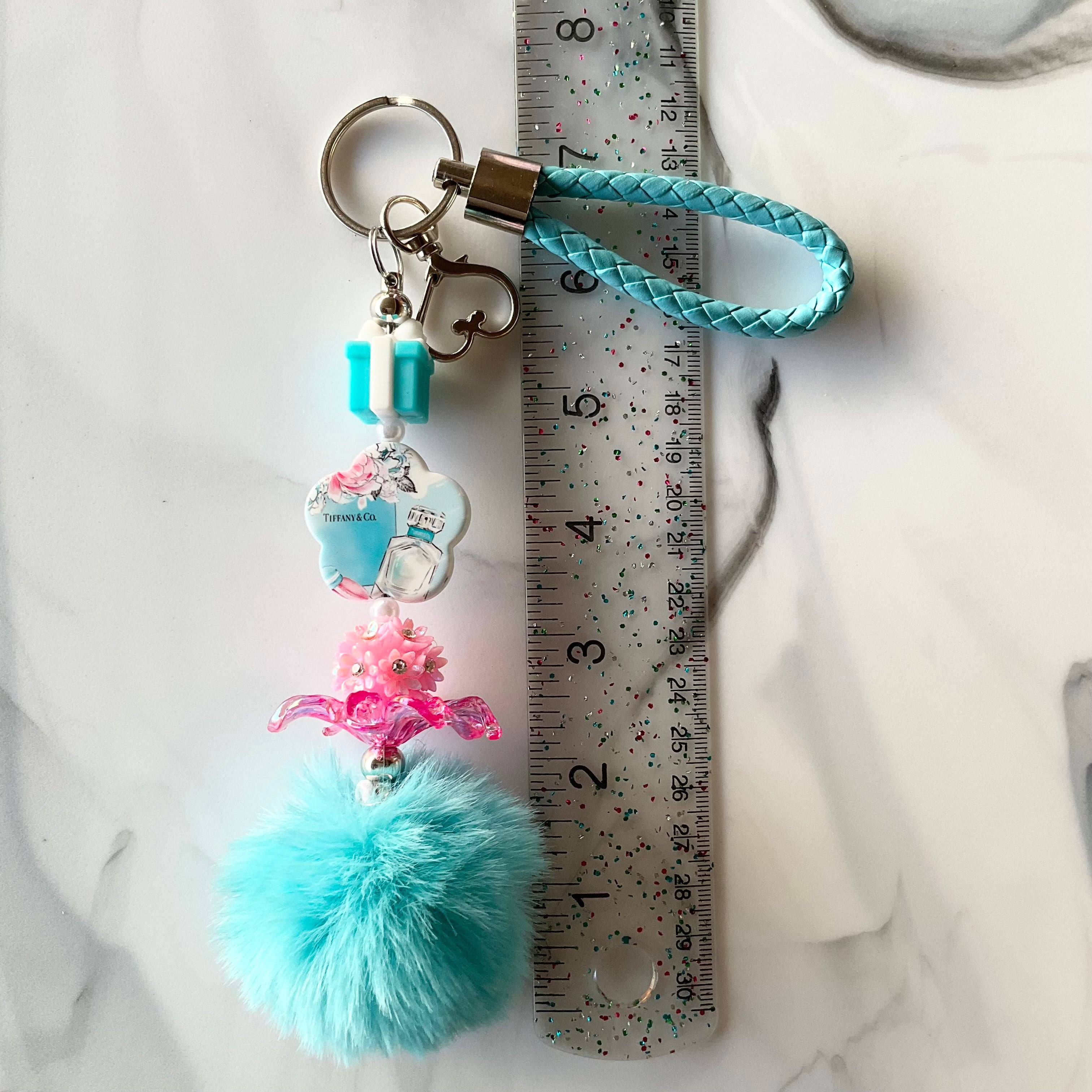 Tif Pink & Aqua Keychain Wristlet