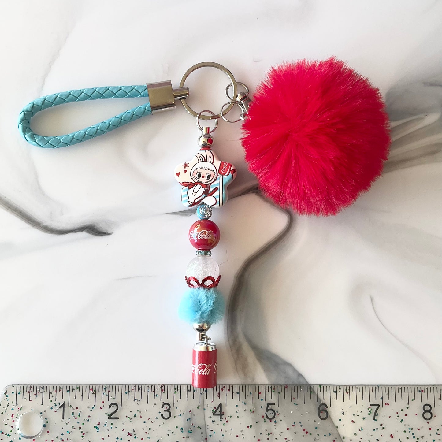 Coke Bubu Monster Red & Aqua Wristlet Keychain