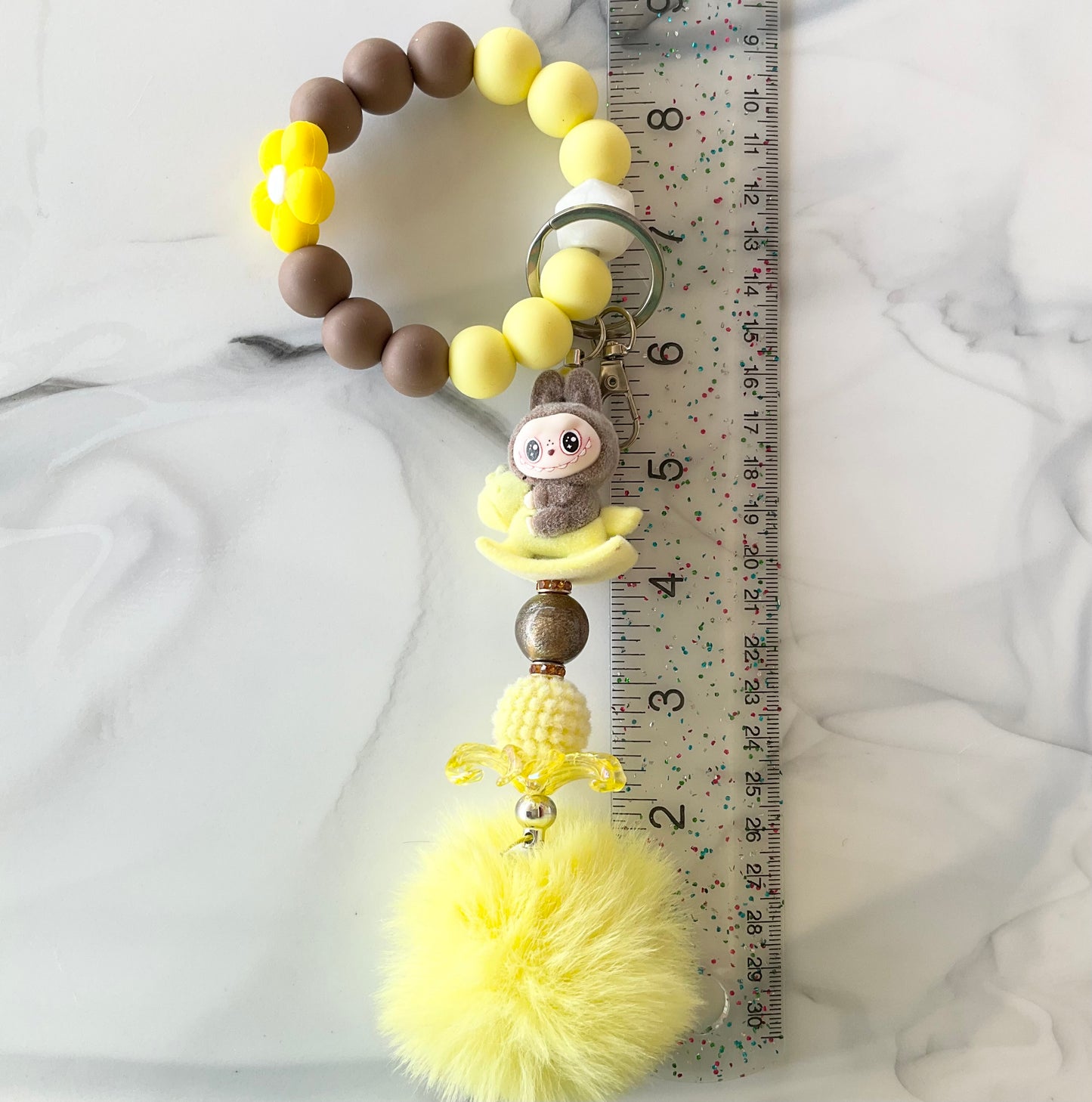 Monster Doll Flocked Silicone Wristlet and Keychain Bag Charm Small
