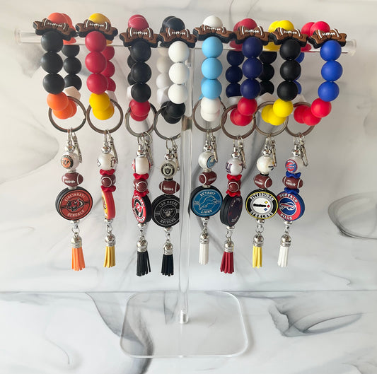 Football Teams Silicone Wristlet Keychain Set Small