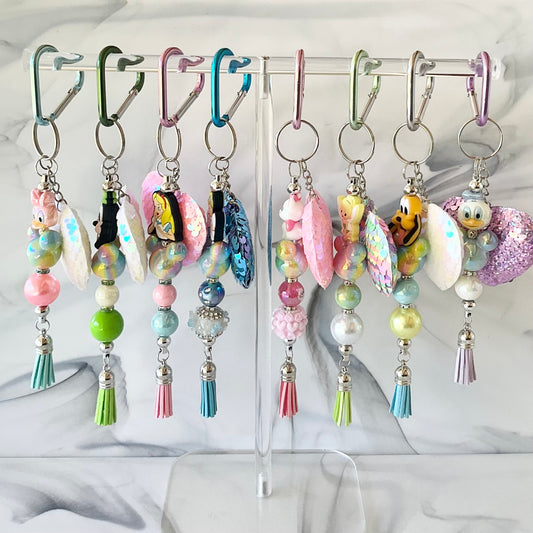 Magic Realm Character Sequin Heart Keychains/Bag Charms