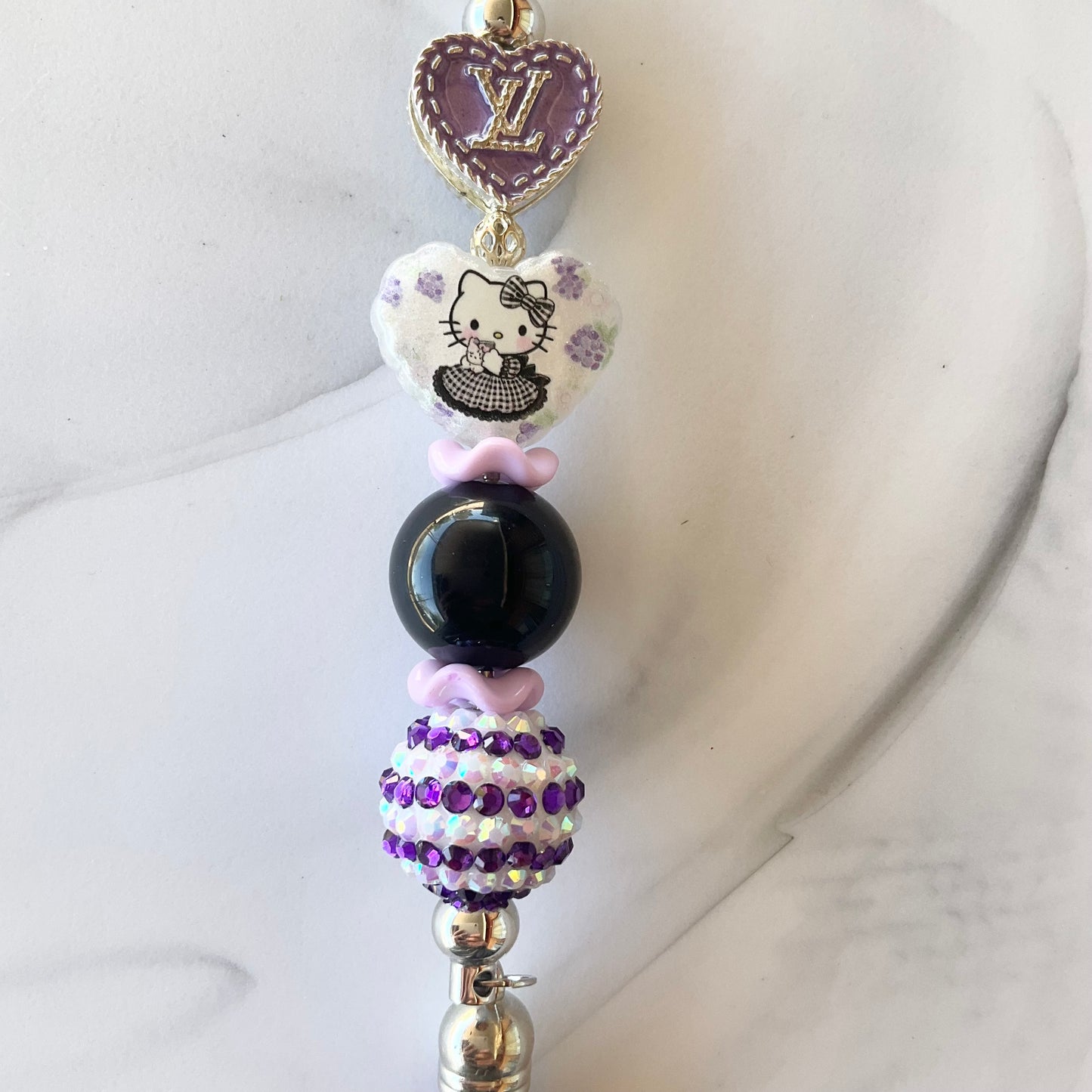 Cute Kitty Designer Inspired Heart Clasp Keychain