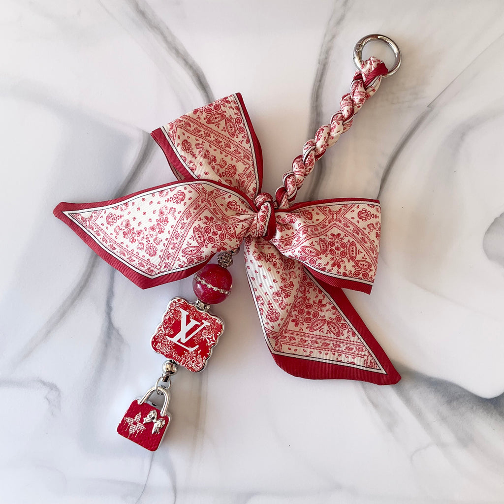 Luv Red Paisley Print Bag Charm