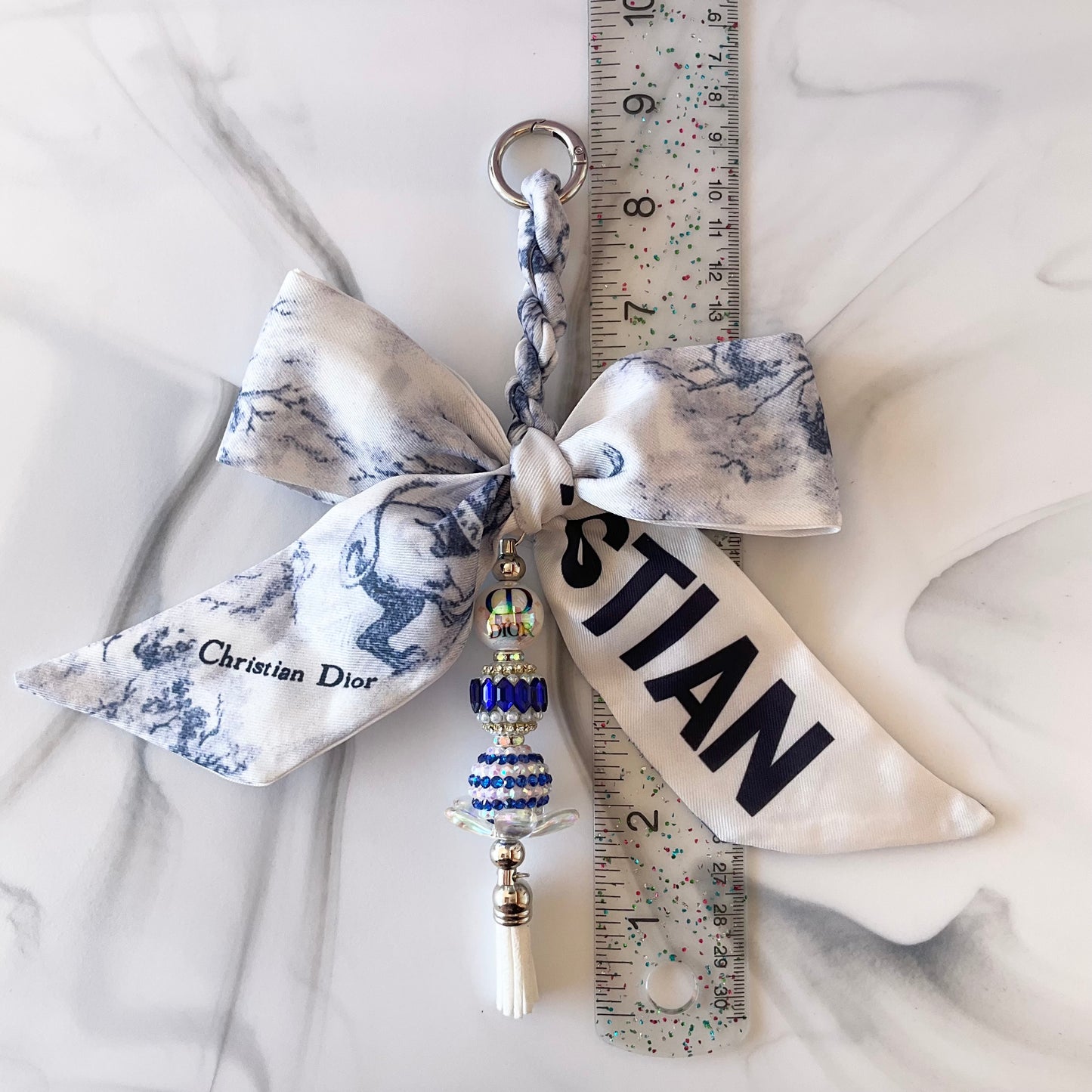 Didi Dark Blue & White Bow Bag Charm