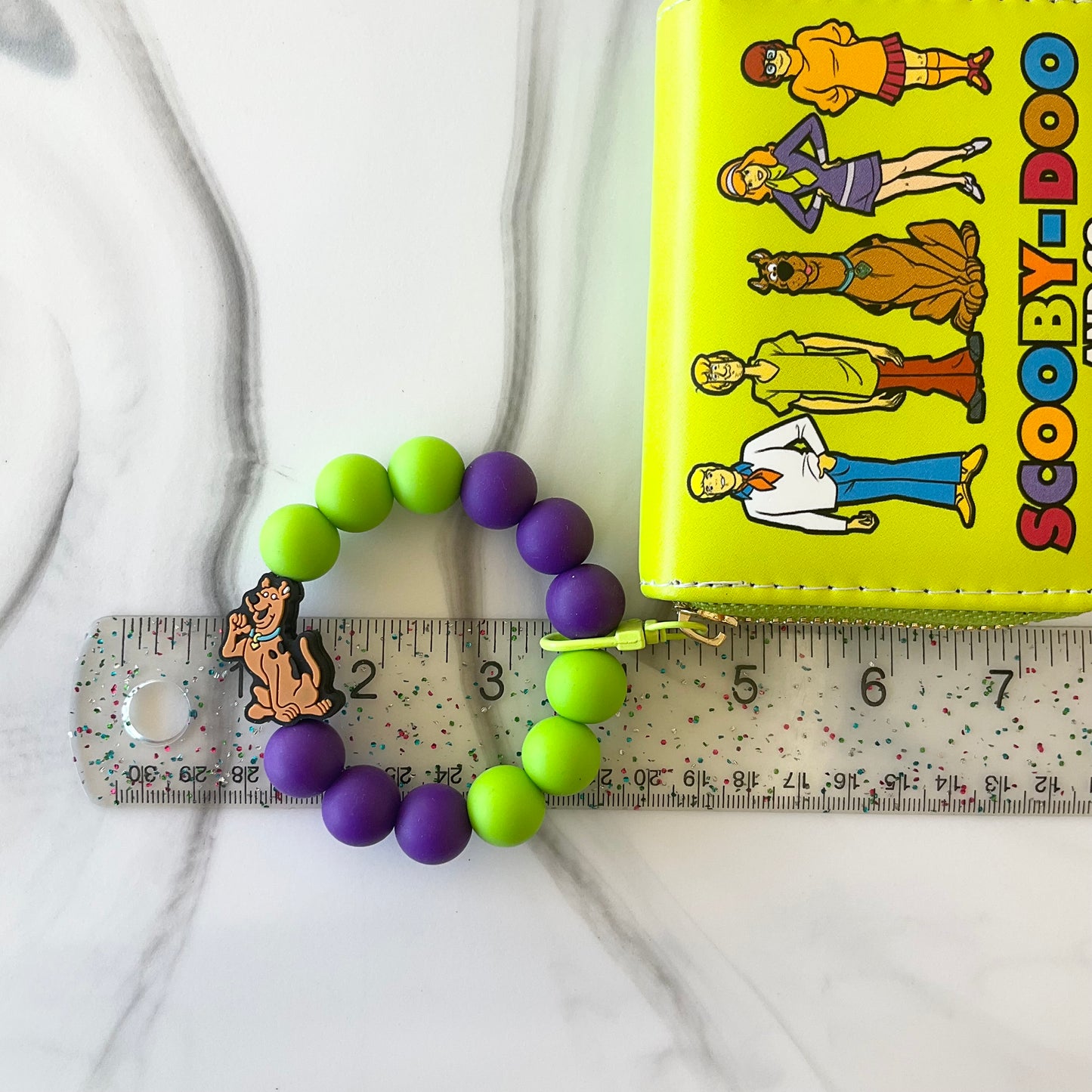 Silly Dog & Gang Lime Green & Purple Silicone Wristlet Wallet and Keychain Set